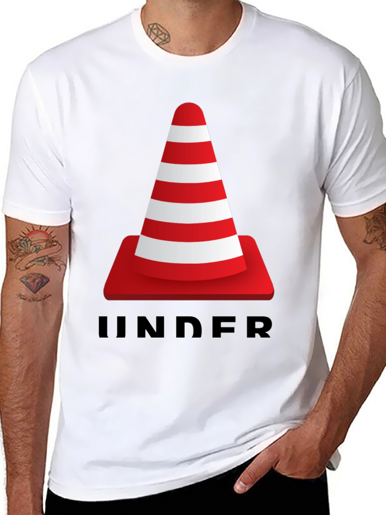 Under Construction Cone Graphic T-Shirt