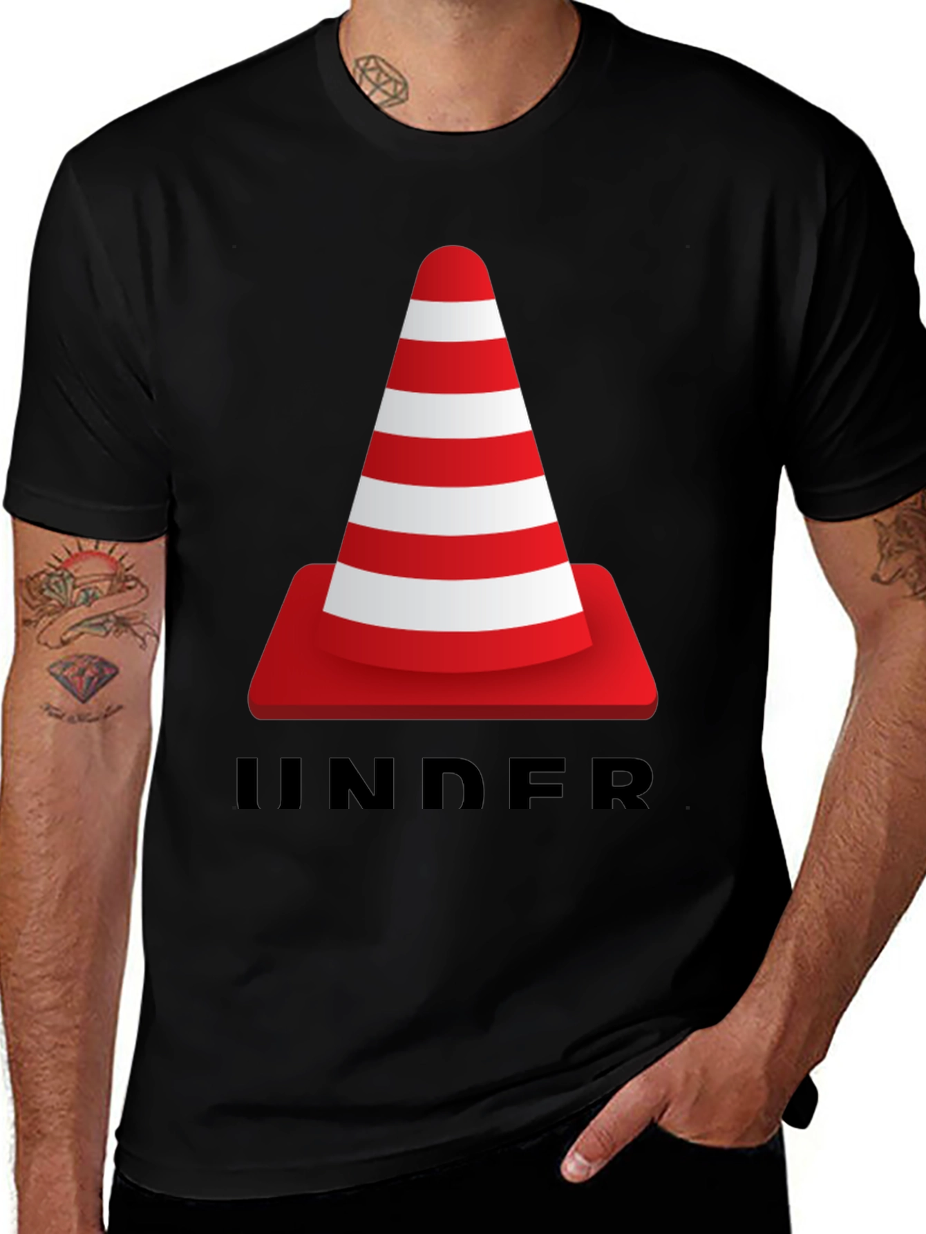 Under Construction Cone Graphic T-Shirt