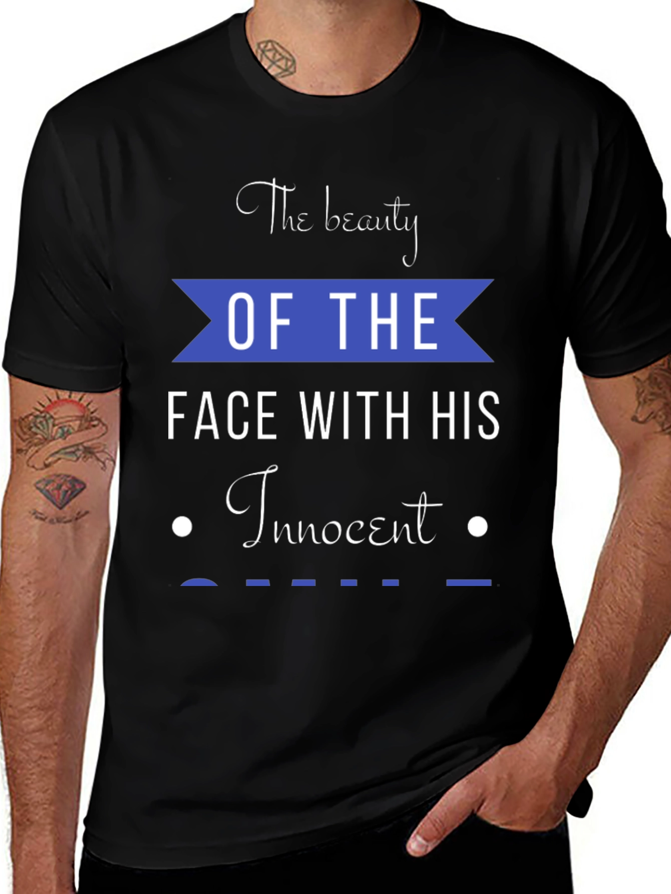 Beauty Face Innocent Smile Graphic Tee - Black