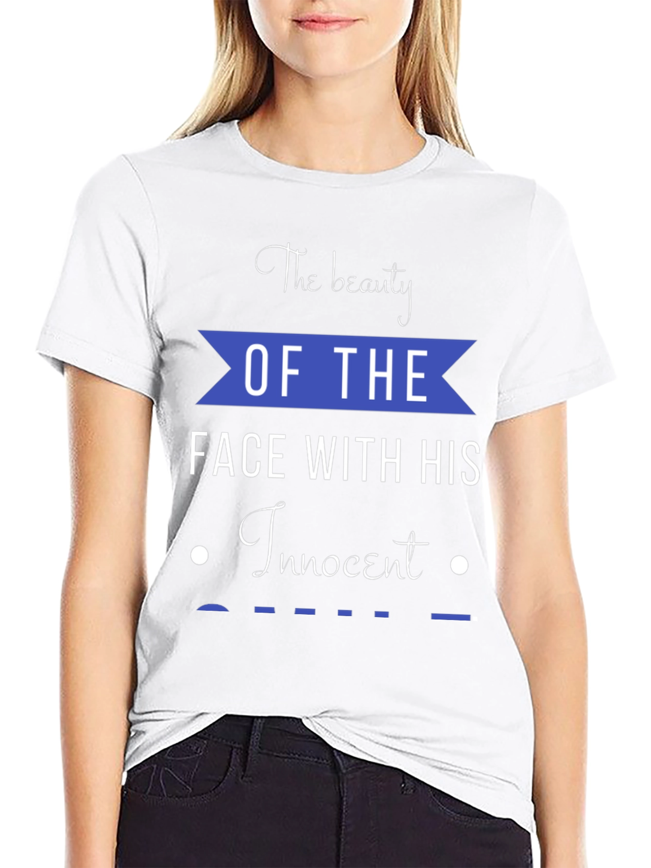 Beauty Face Innocent Smile Graphic Tee - Black