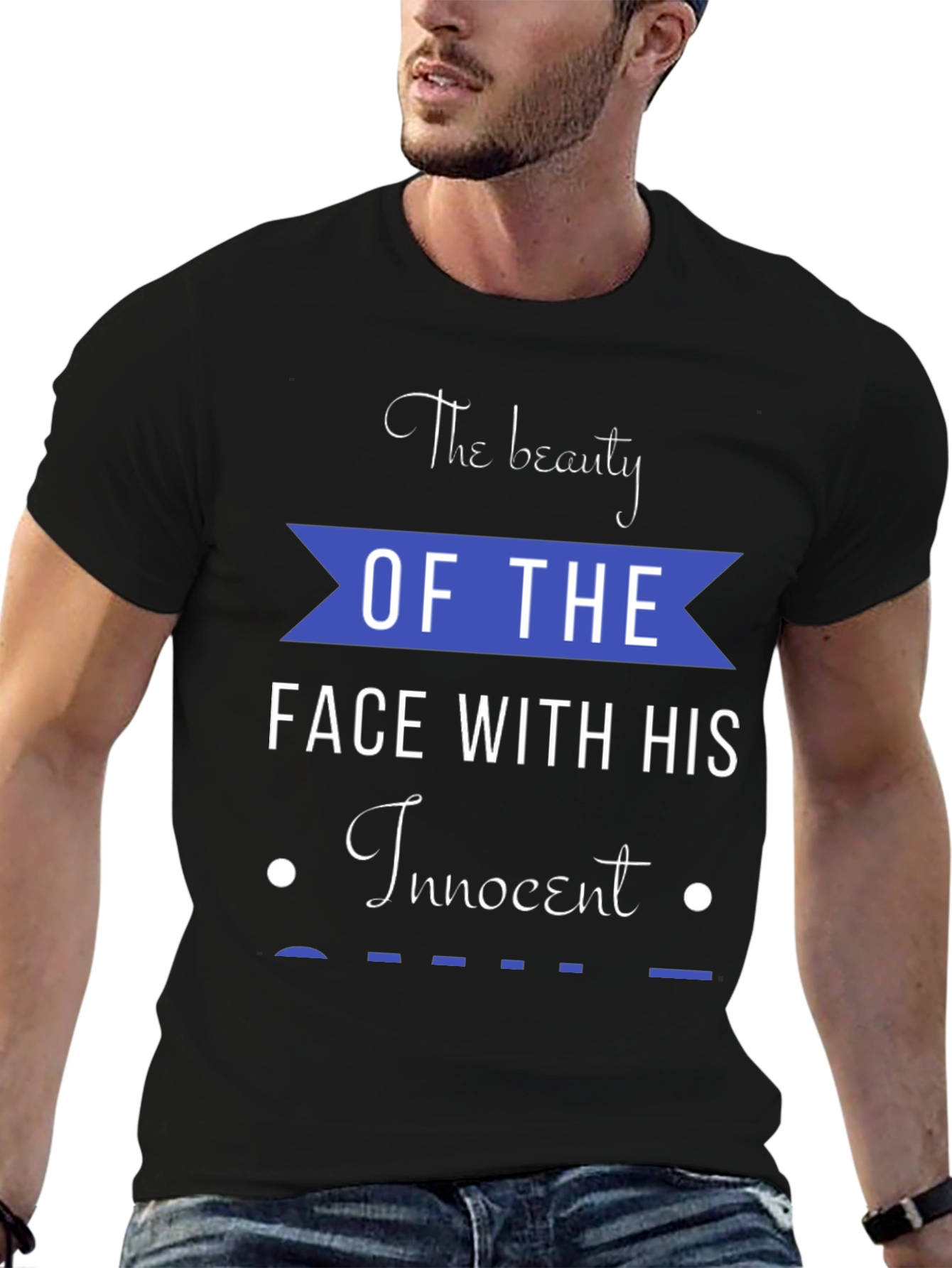 Beauty Face Innocent Smile Graphic Tee - Black