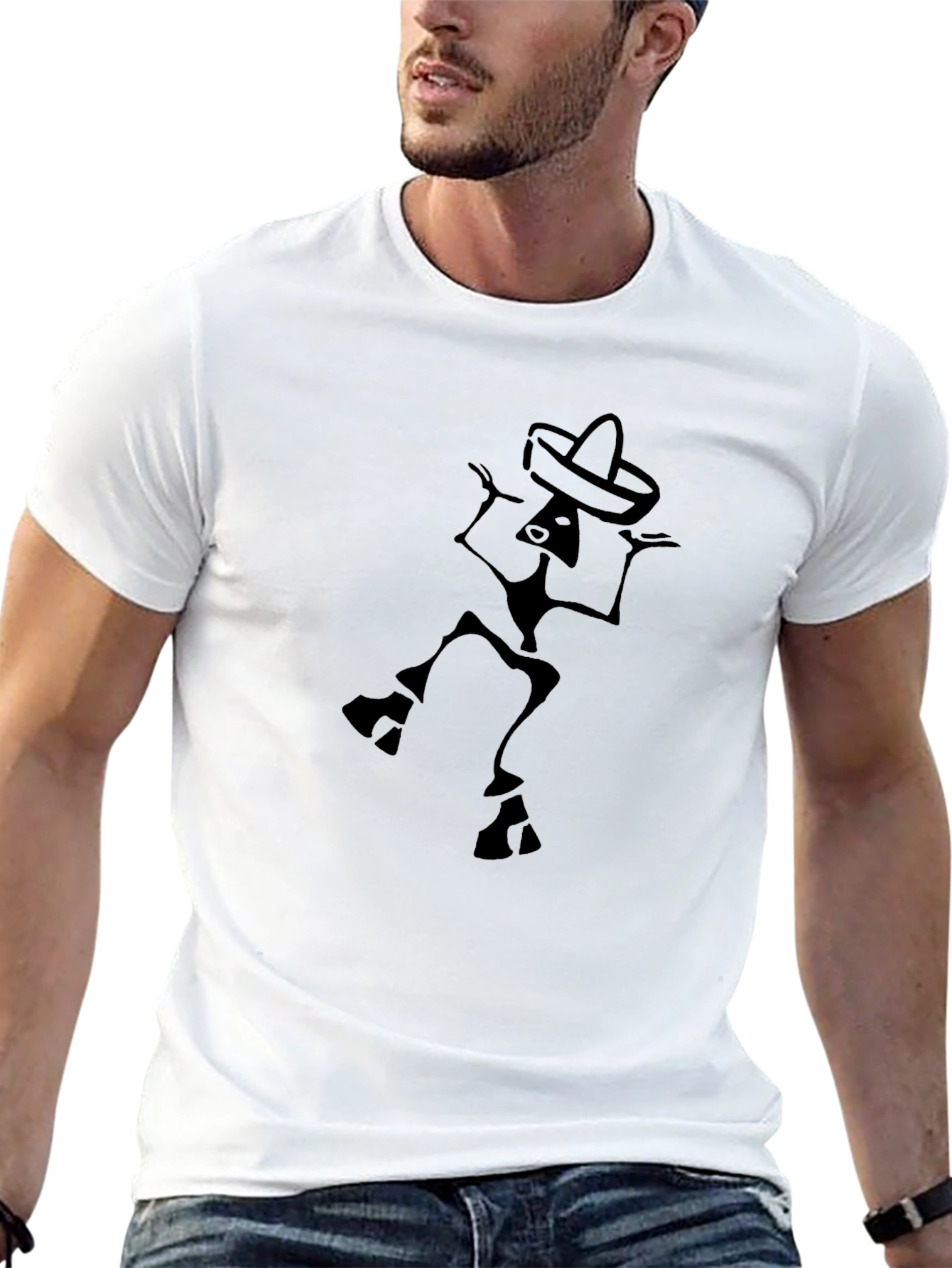Dancing Skeleton Sombrero T-Shirt - Classic Black