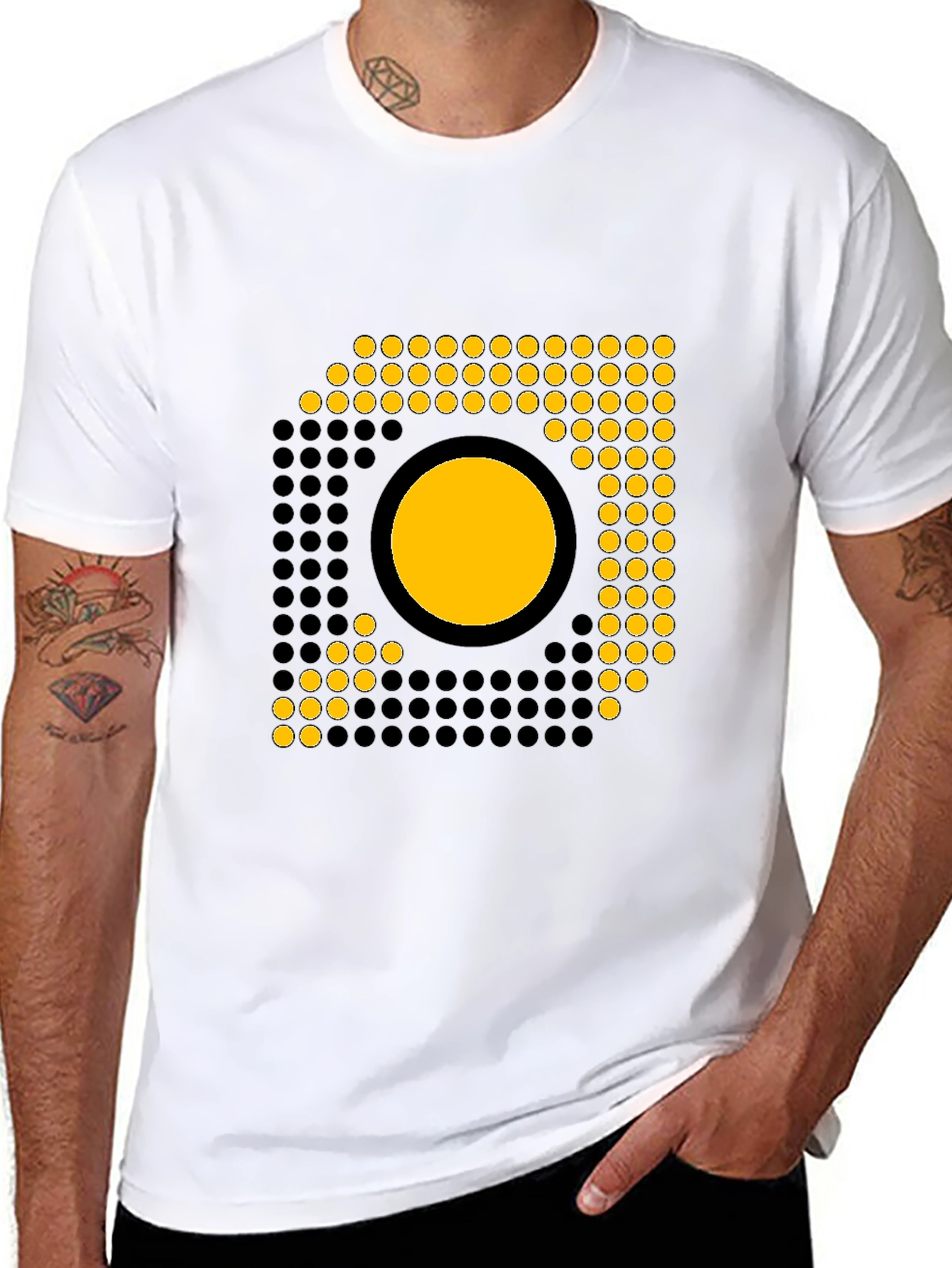Modern Geometric Graphic Tee - Black
