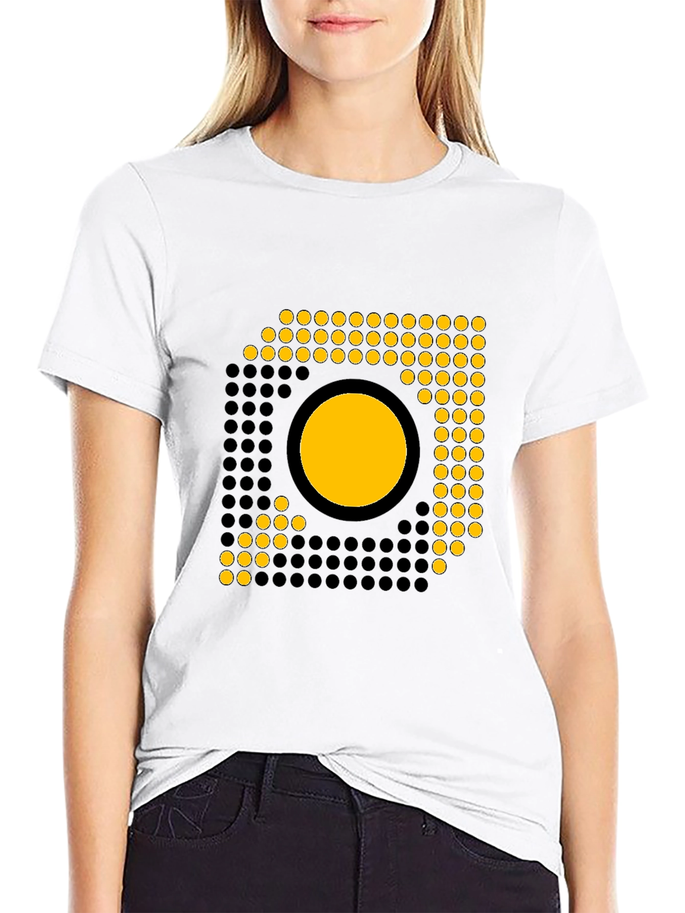 Modern Geometric Graphic Tee - Black