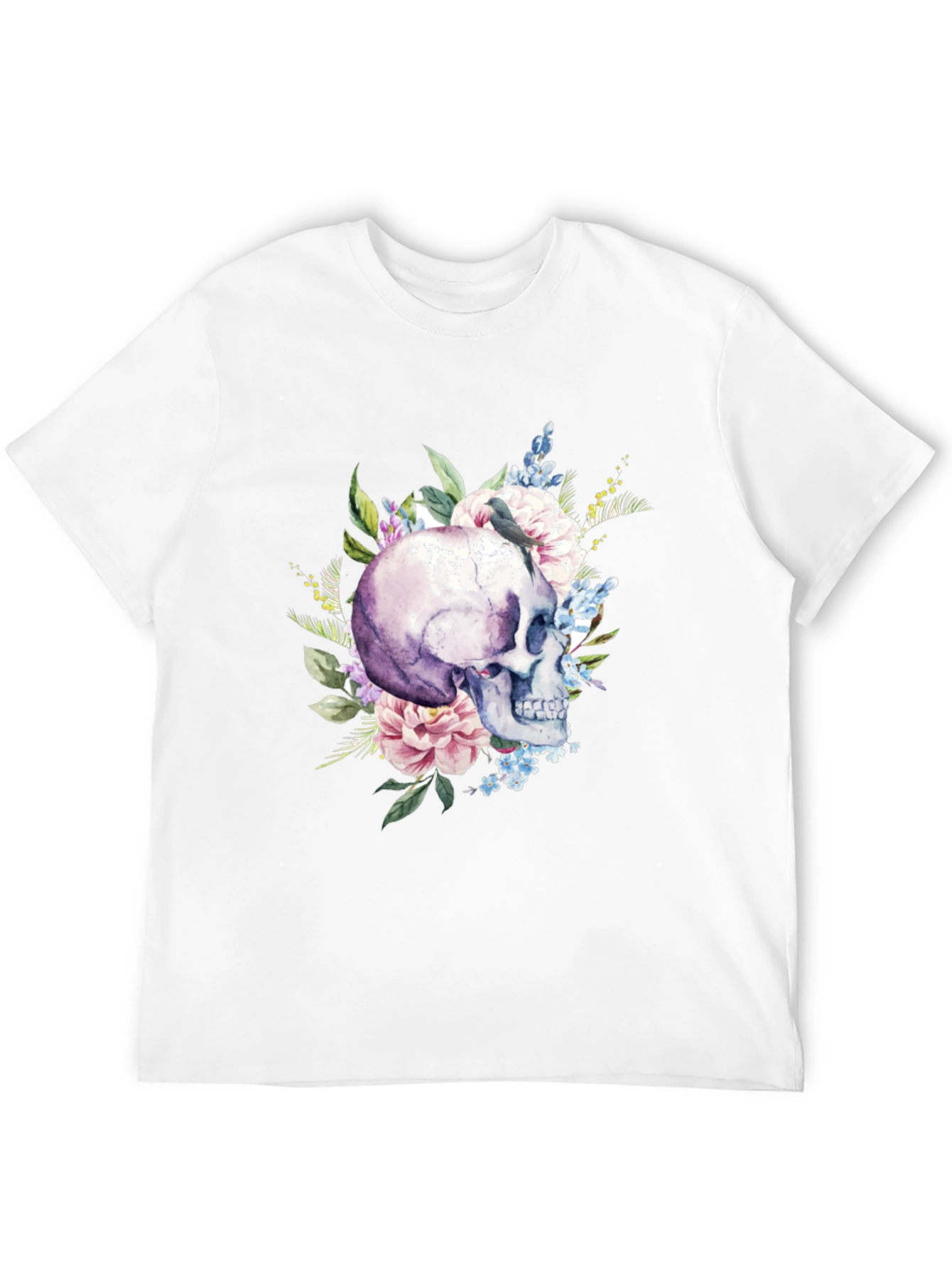 Floral Skull Graphic T-Shirt - Mens