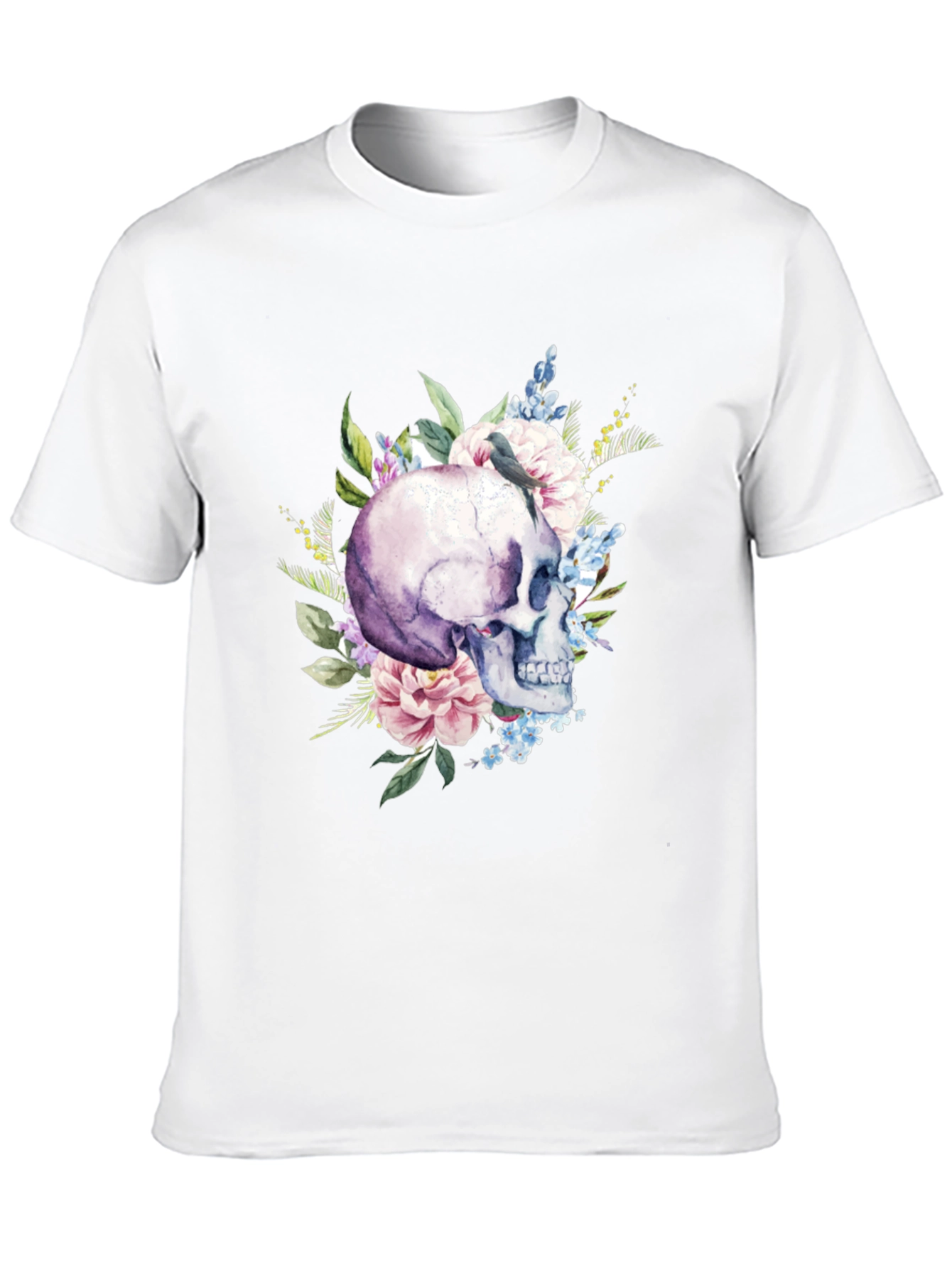 Floral Skull Graphic T-Shirt - Mens