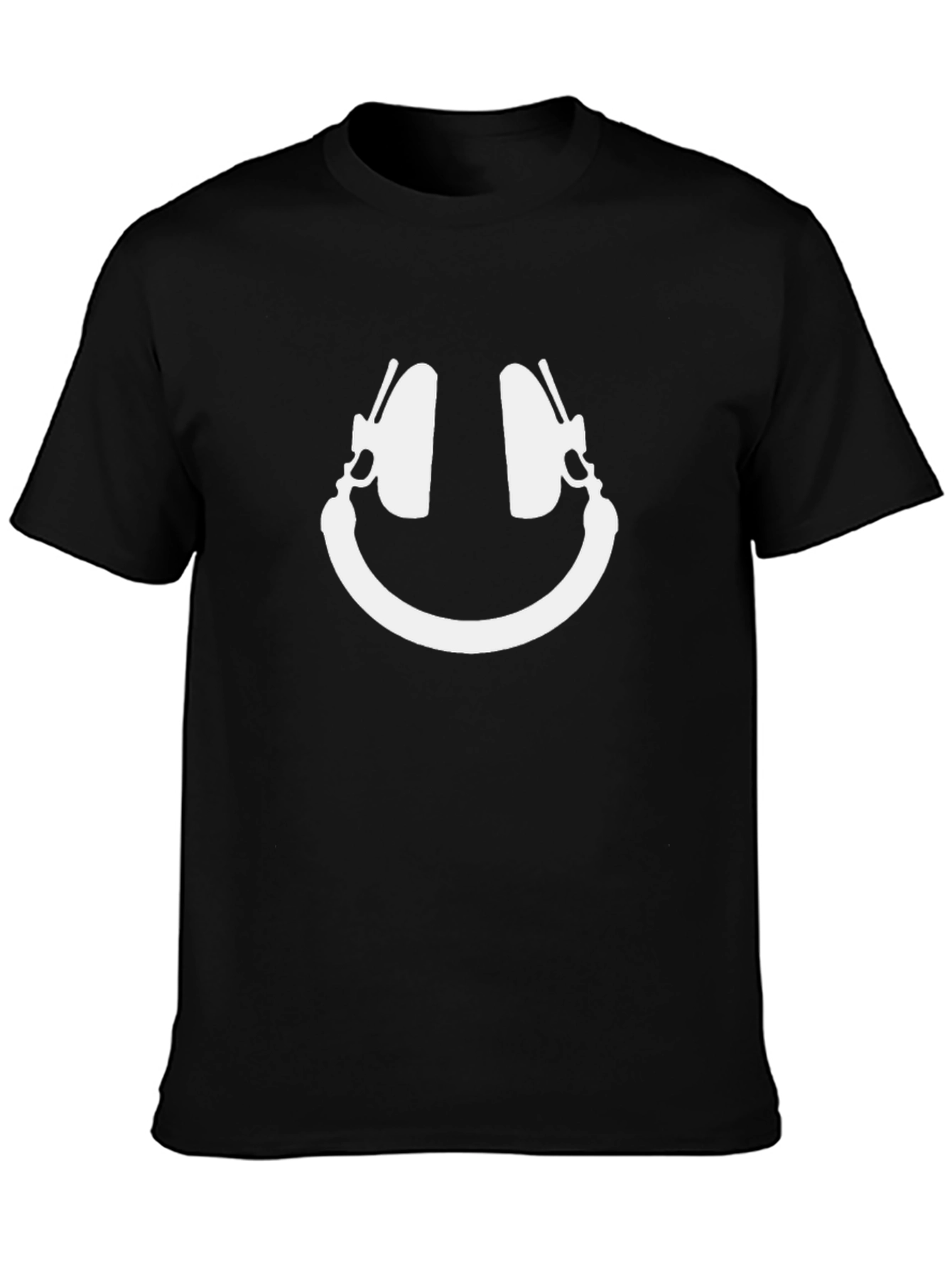 Headphones Smiley Graphic Tee - Black T-Shirt