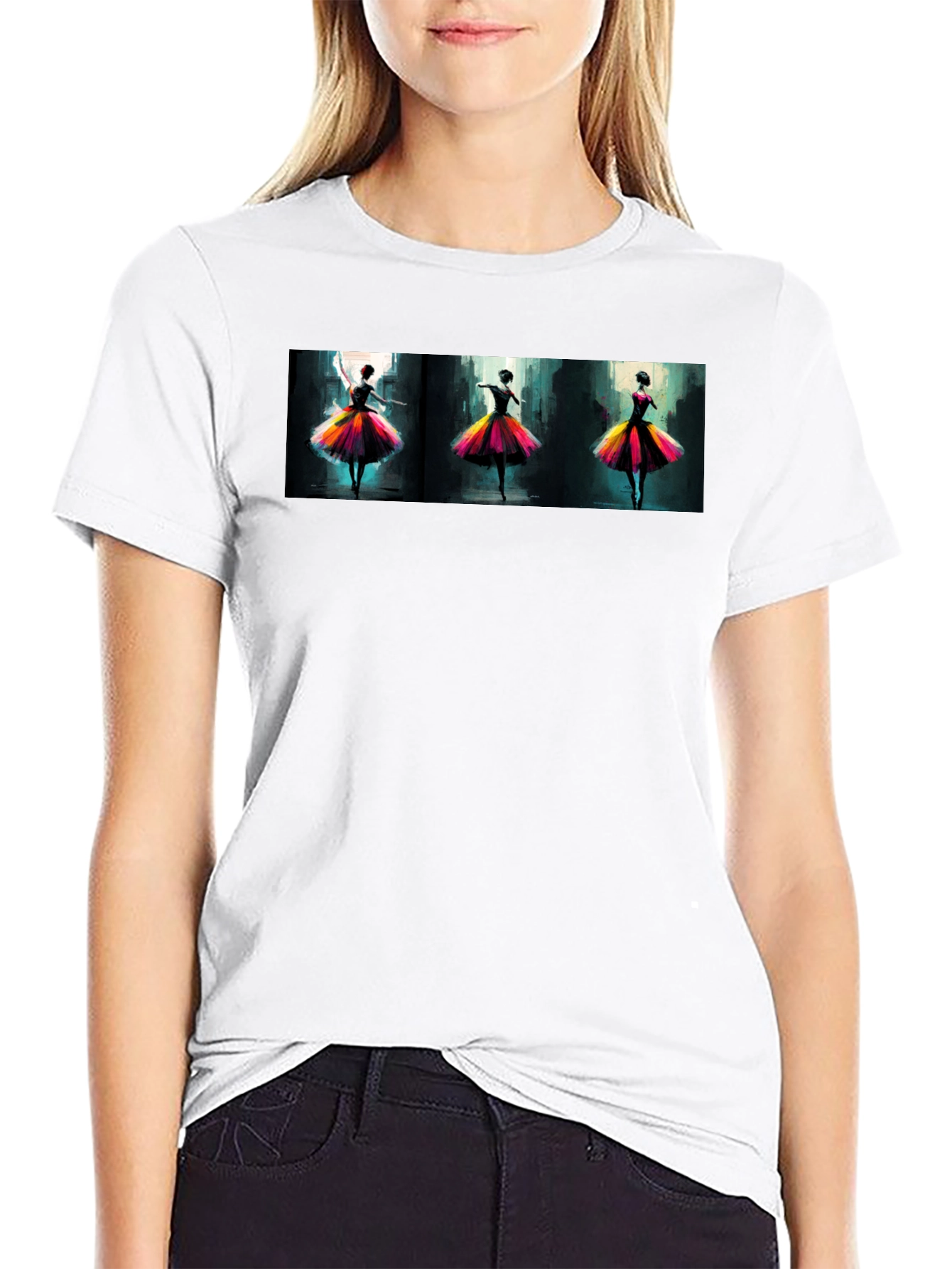 Dancing Ballerinas Graphic Black T-Shirt
