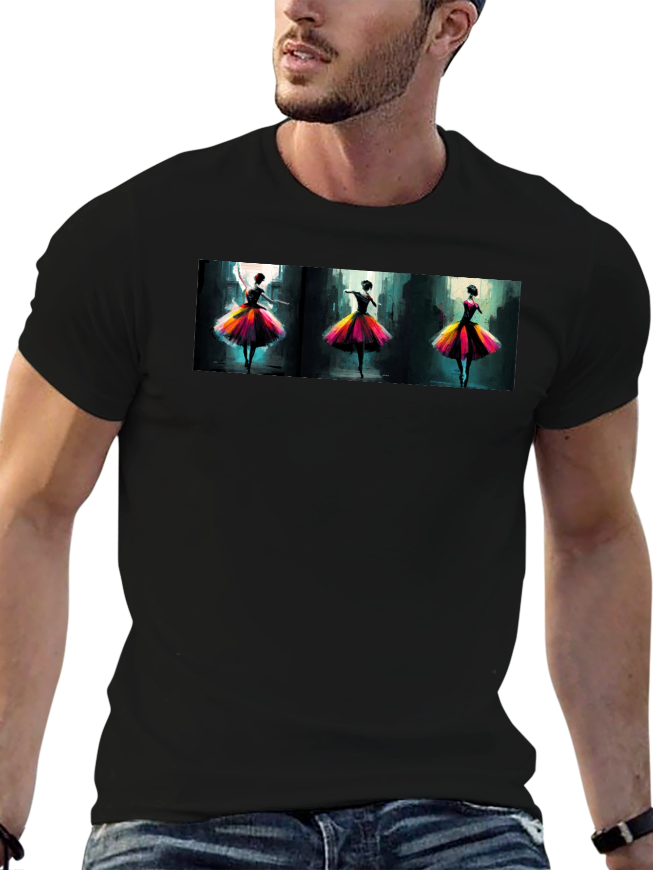 Dancing Ballerinas Graphic Black T-Shirt