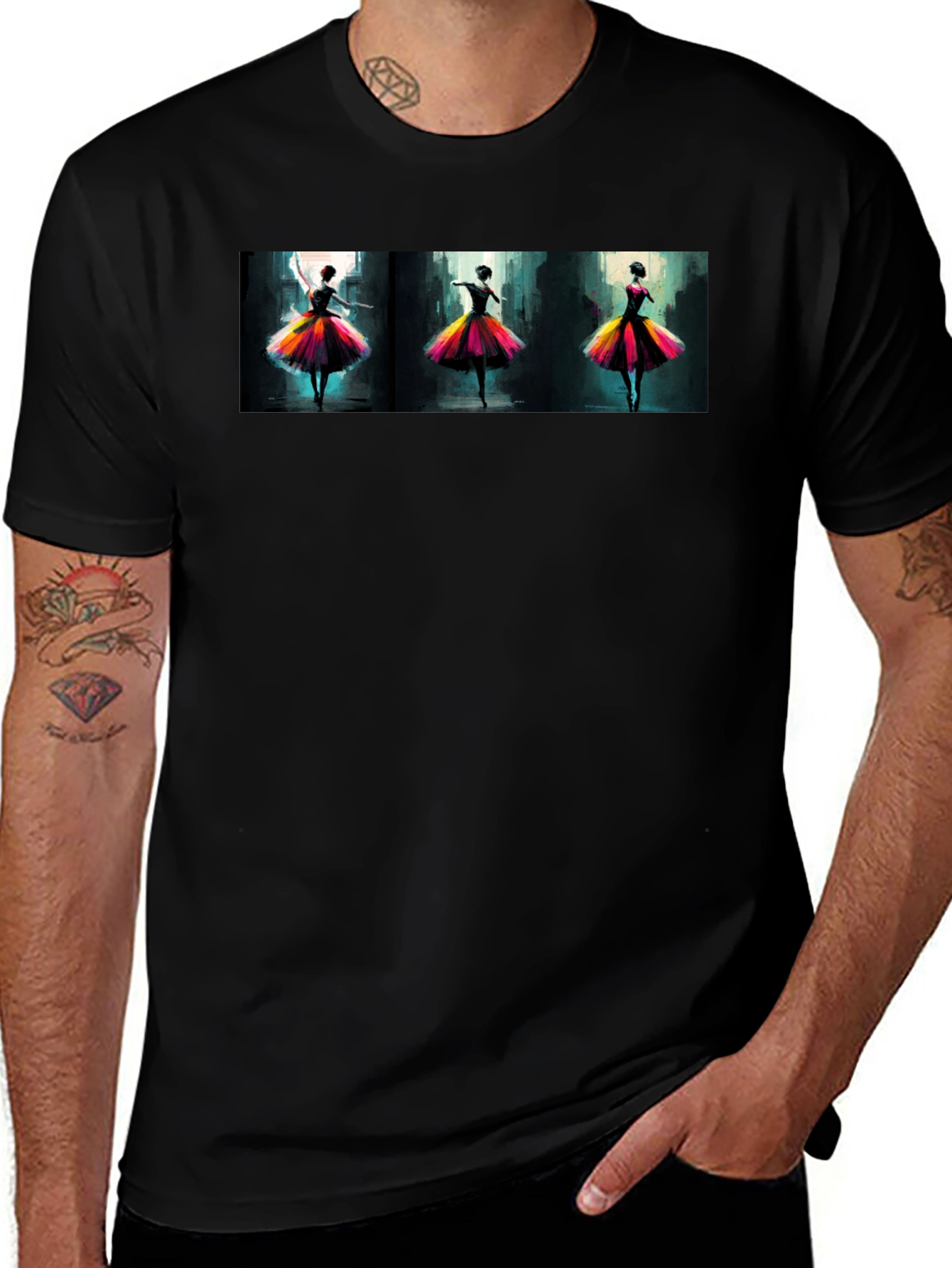 Dancing Ballerinas Graphic Black T-Shirt