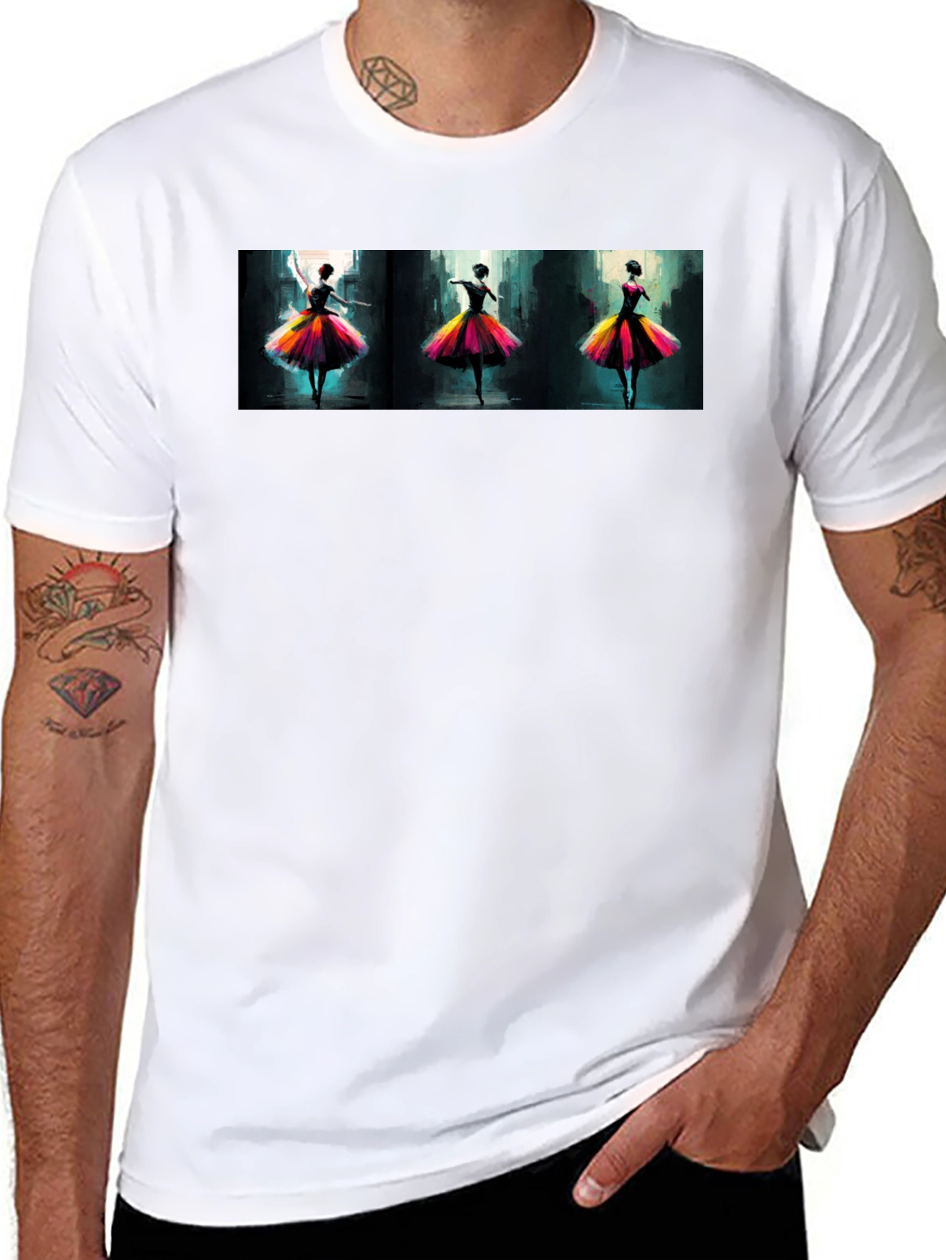 Dancing Ballerinas Graphic Black T-Shirt