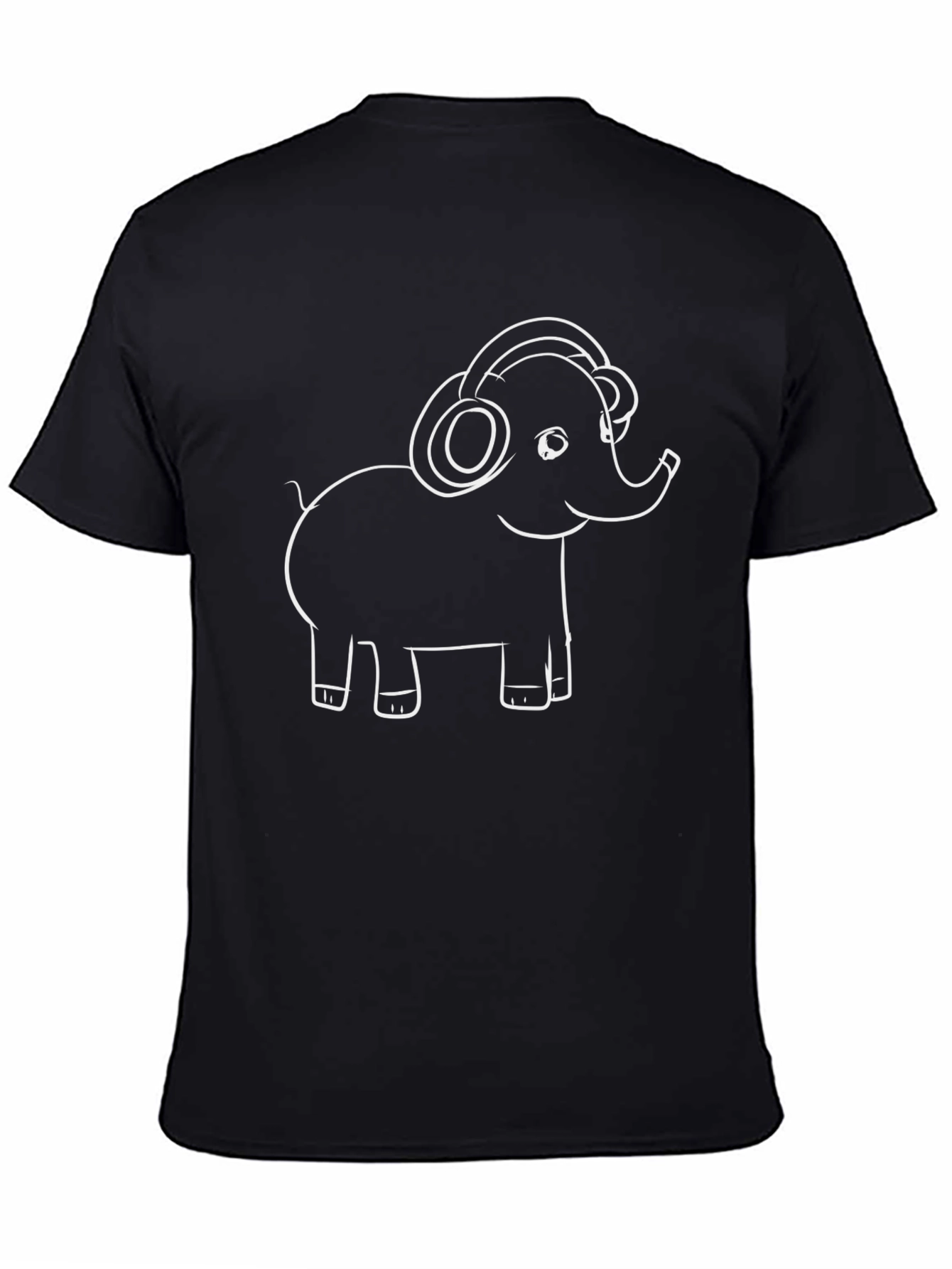 Elephant Headphones Graphic Tee - Stylish Black T-Shirt