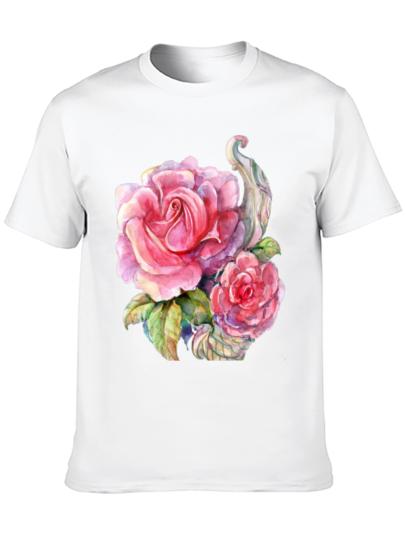 Floral Rose Graphic Black T-Shirt