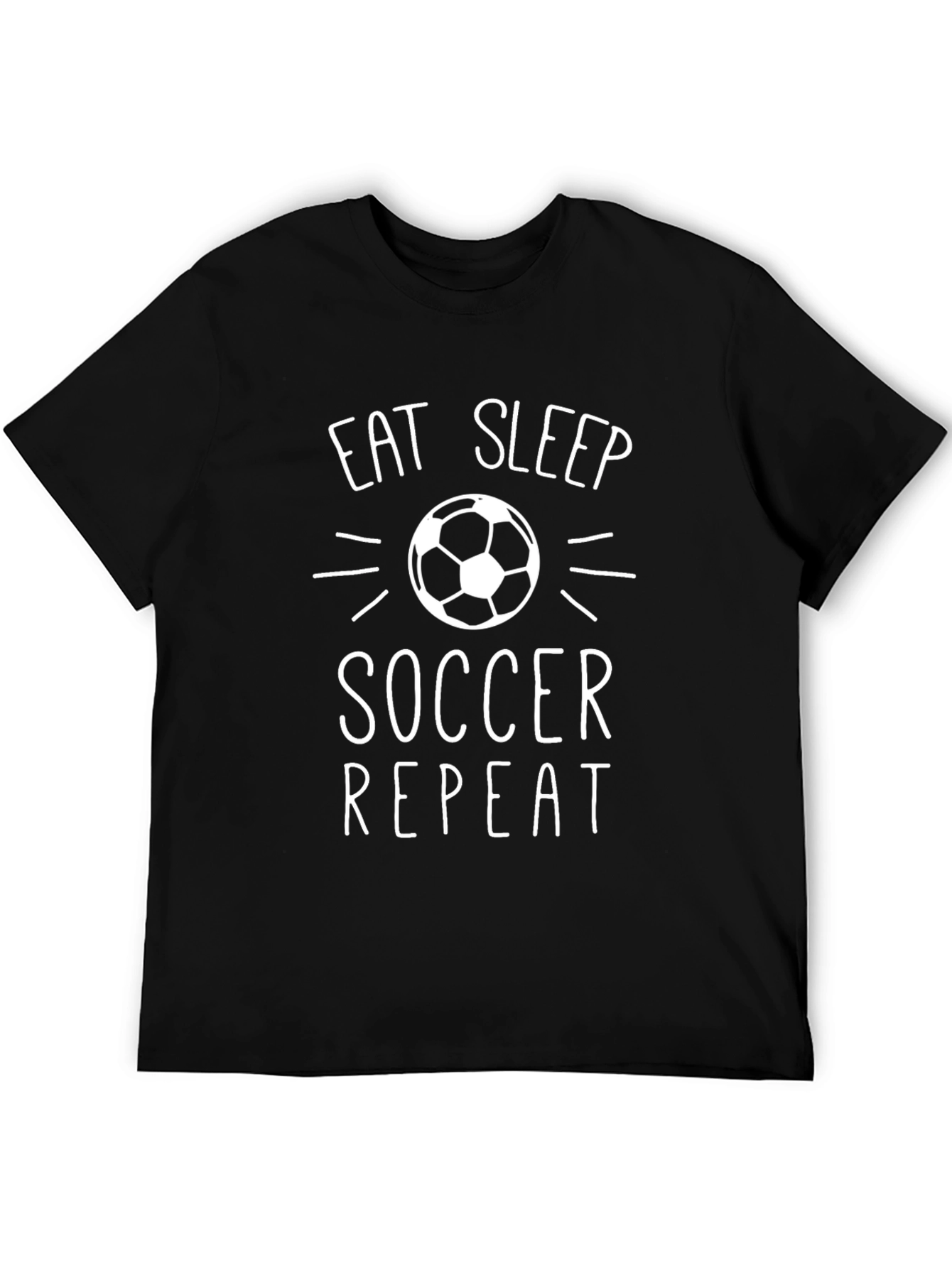 Eat Sleep Soccer Repeat Black Graphic T-Shirt