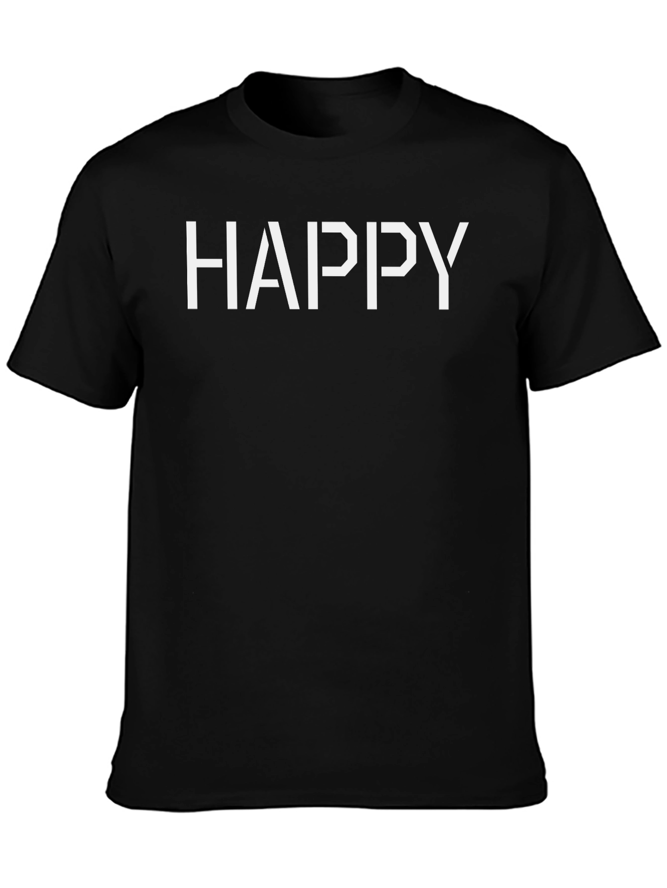 Happy Graphic Tee - Black Cotton Casual Shirt
