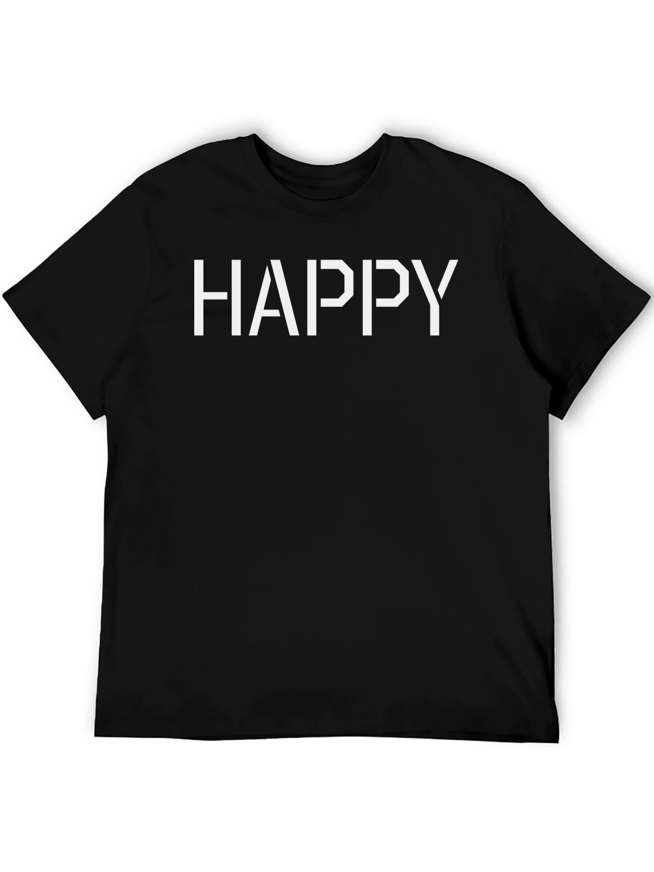 Happy Graphic Tee - Black Cotton Casual Shirt