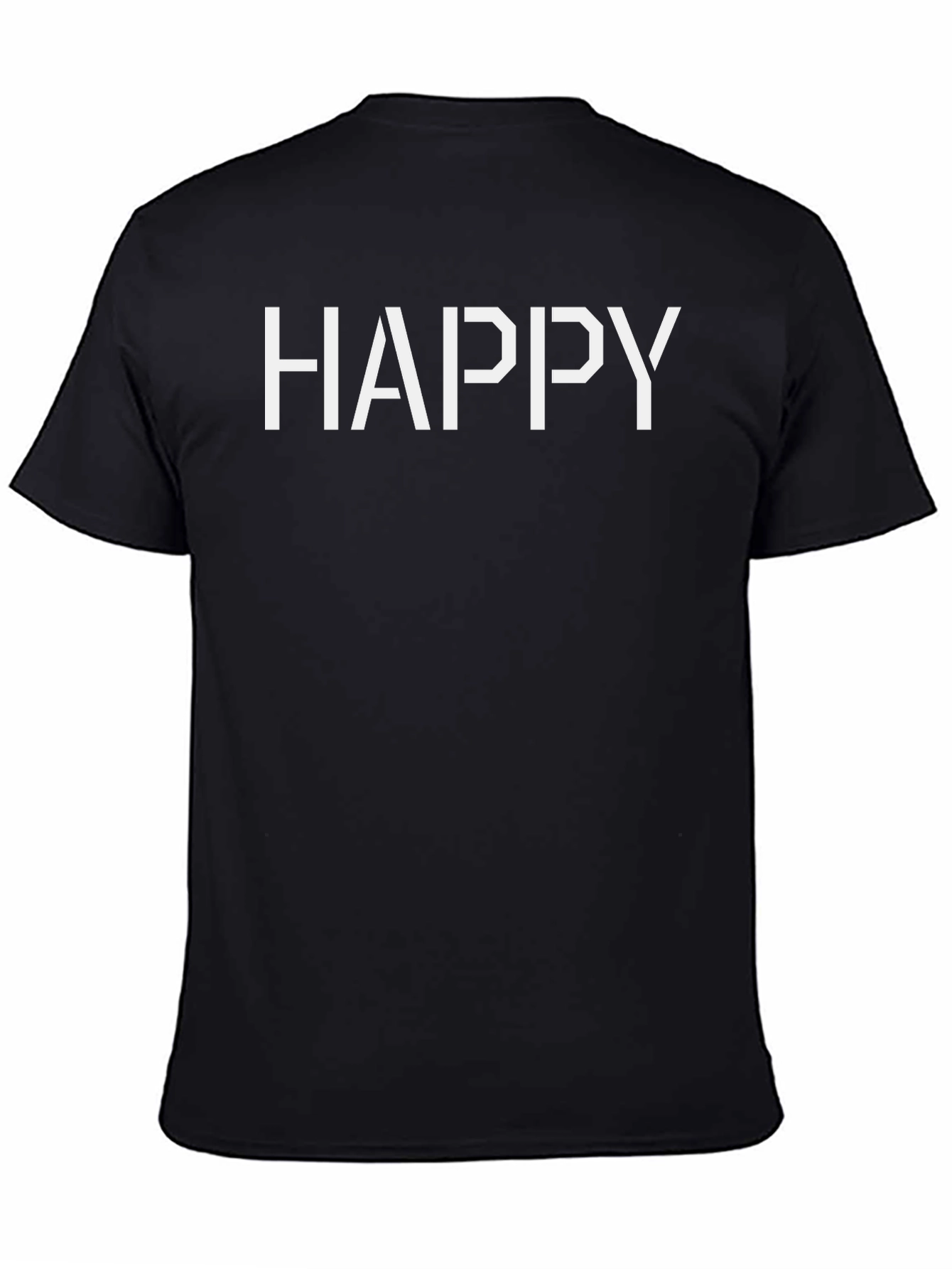 Happy Graphic Tee - Black Cotton Casual Shirt