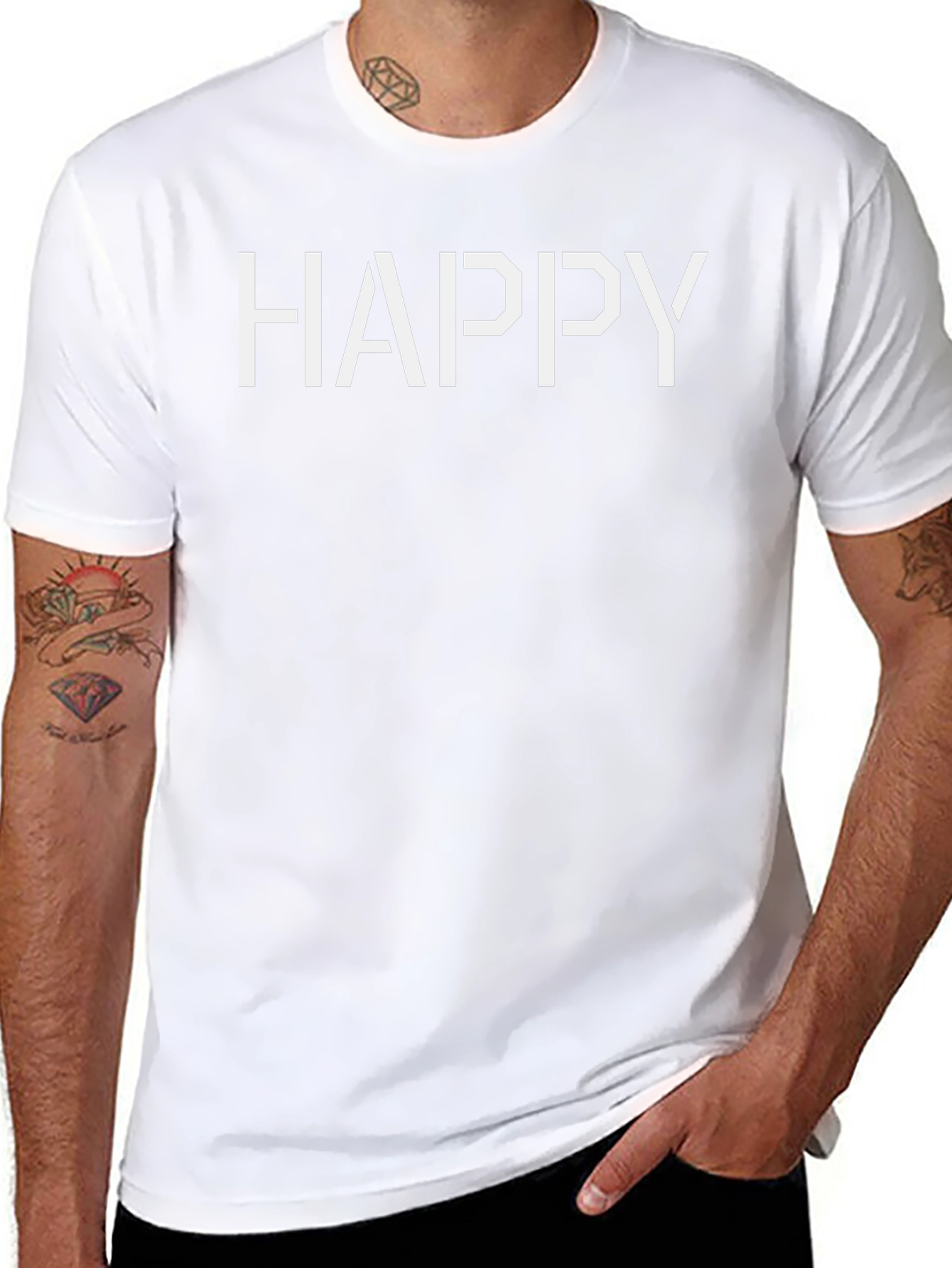 Happy Graphic Tee - Black Cotton Casual Shirt