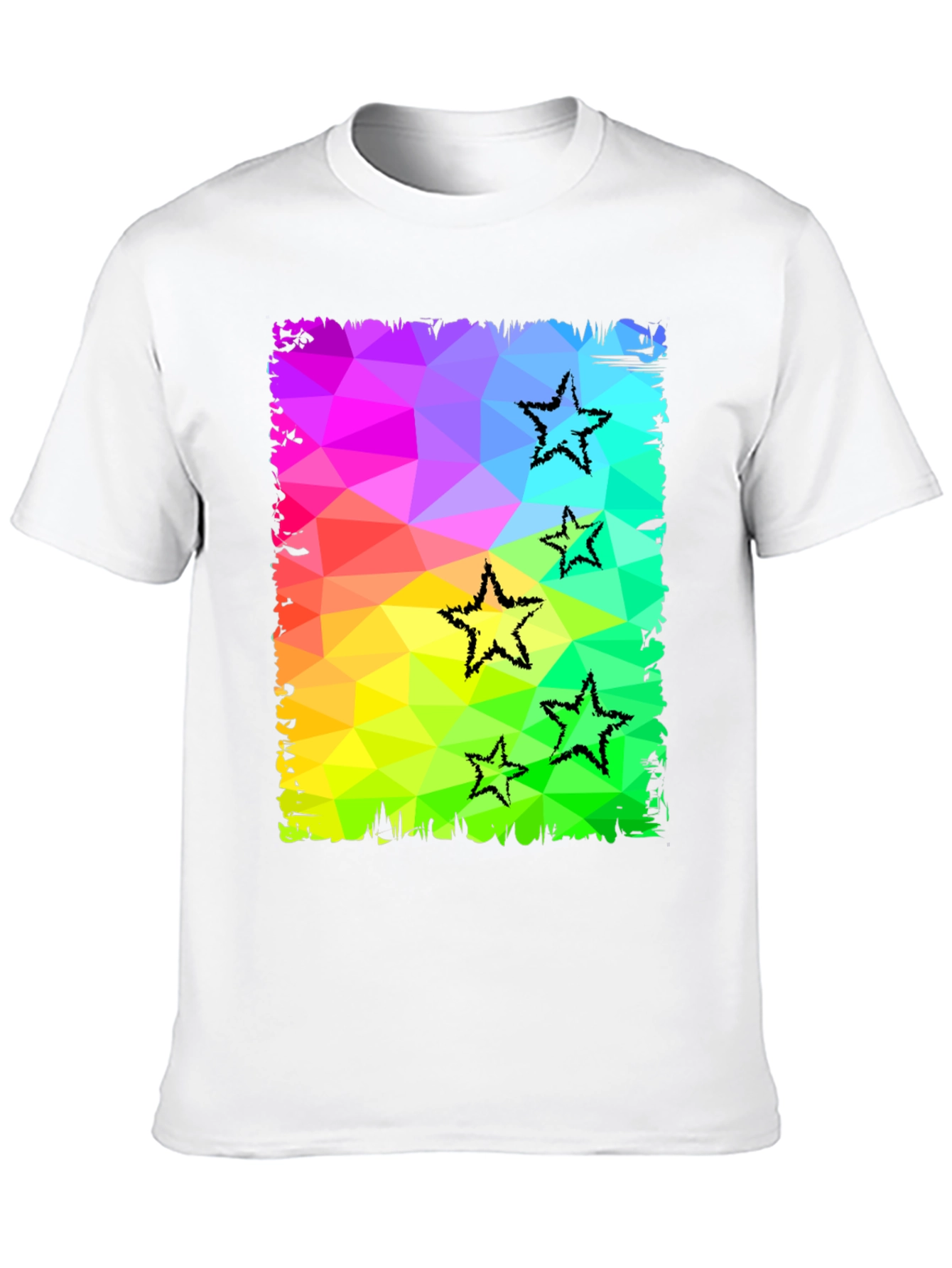 Geometric Star Print Black T-Shirt