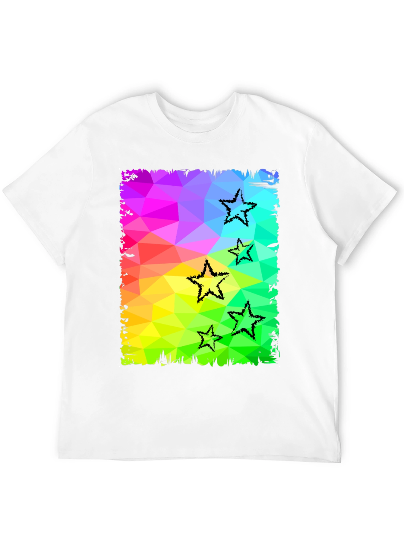 Geometric Star Print Black T-Shirt