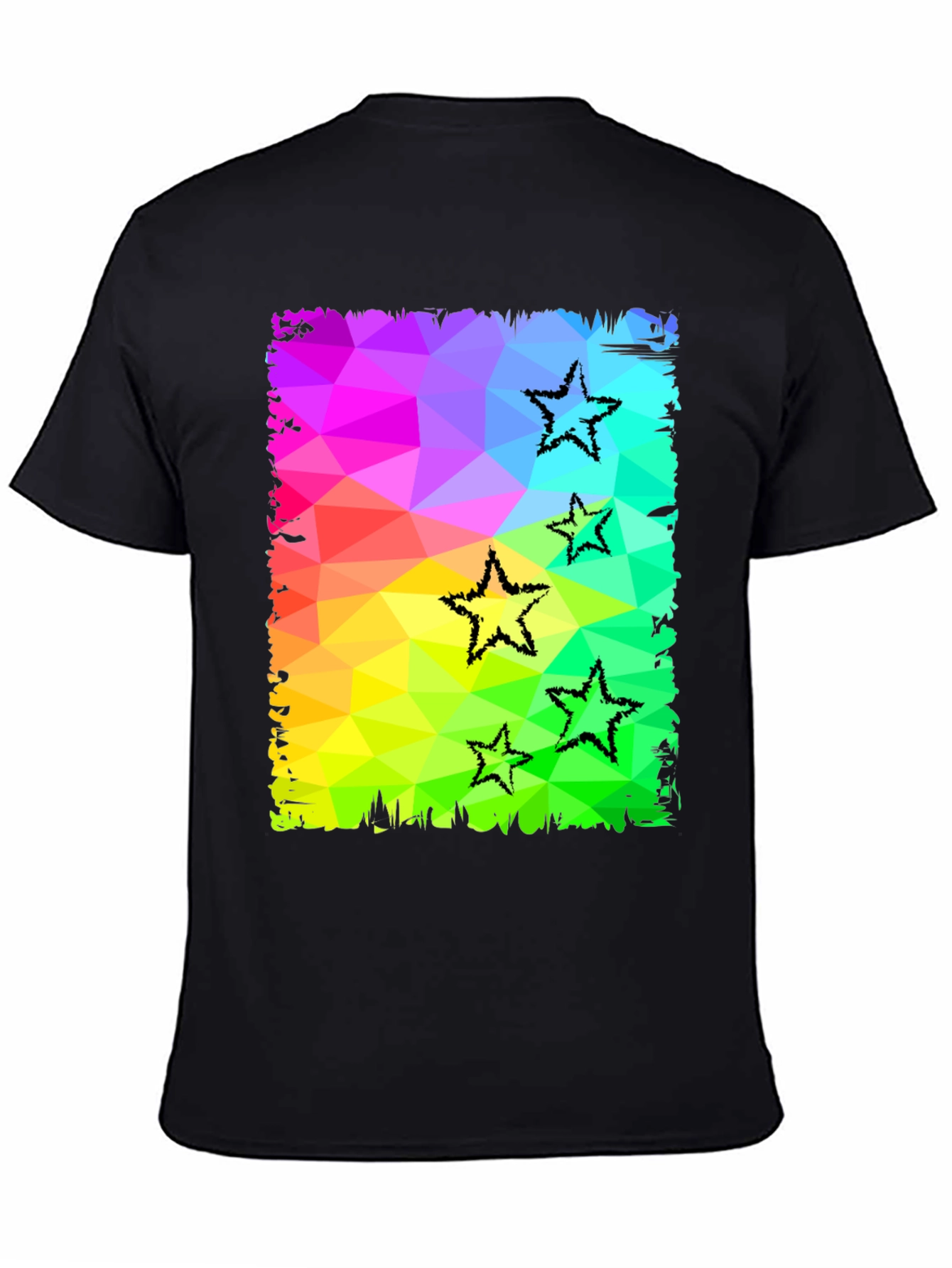 Geometric Star Print Black T-Shirt