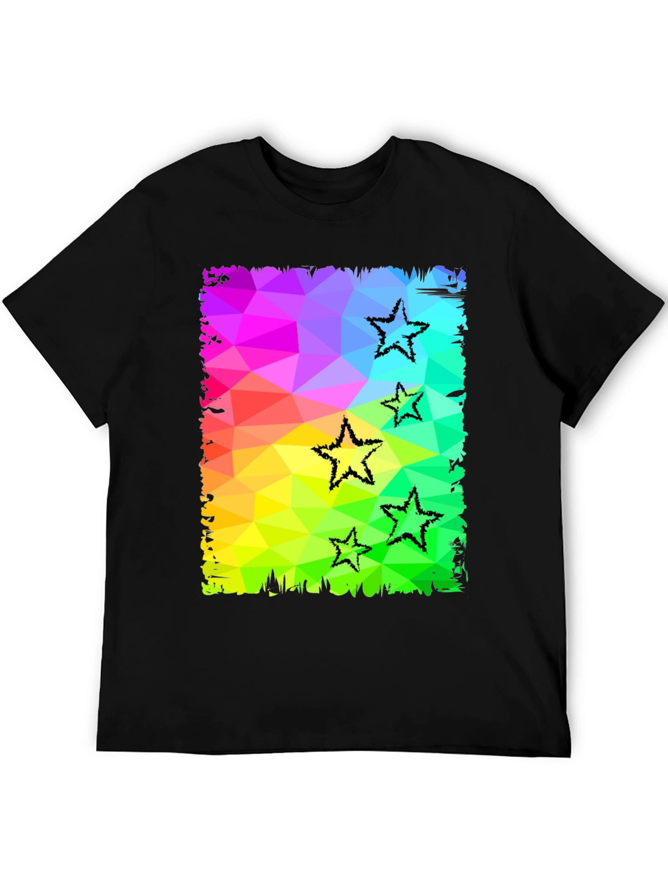 Geometric Star Print Black T-Shirt