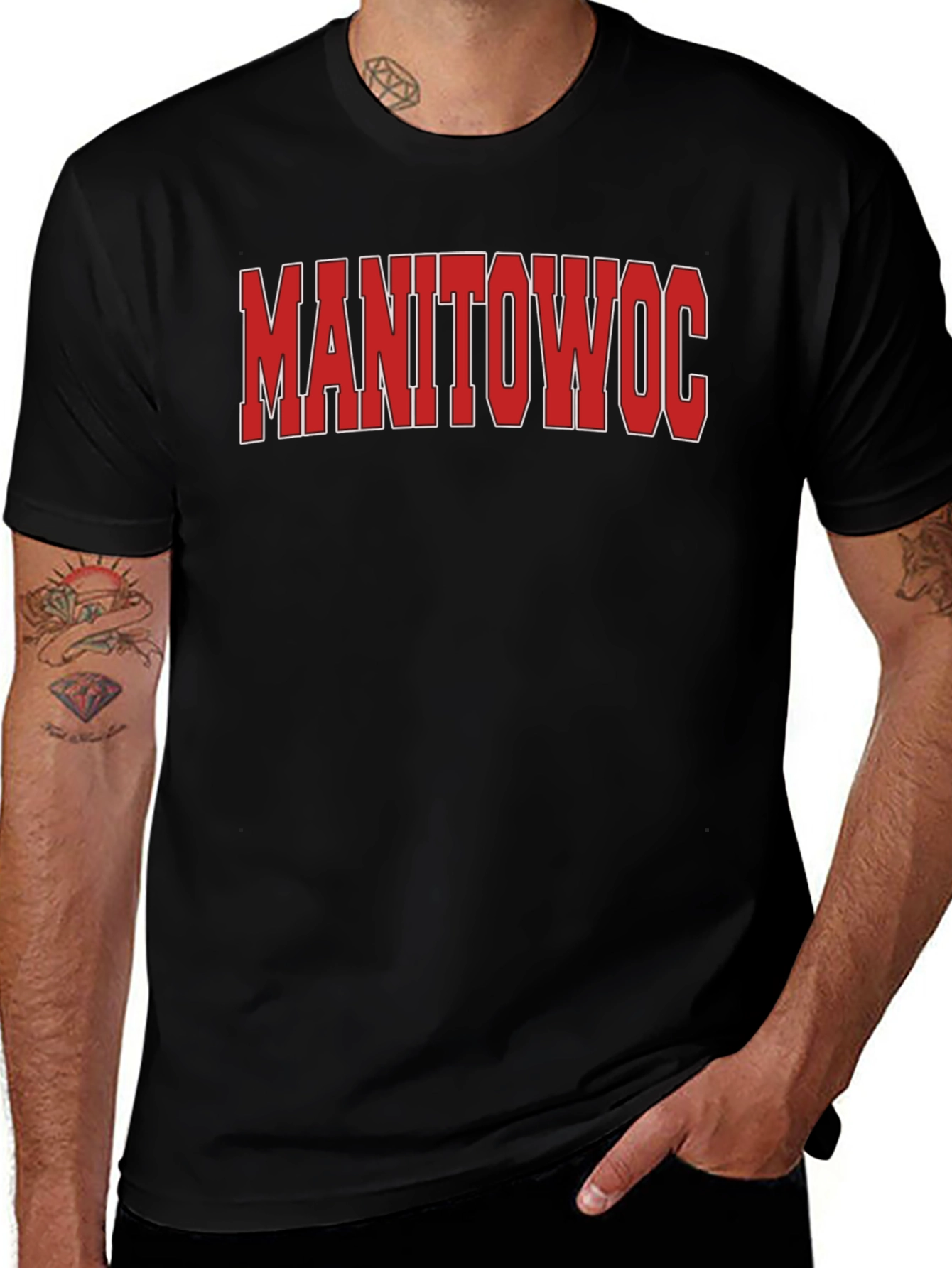 Manitowoc T-Shirt - Bold Red Text Classic Fit