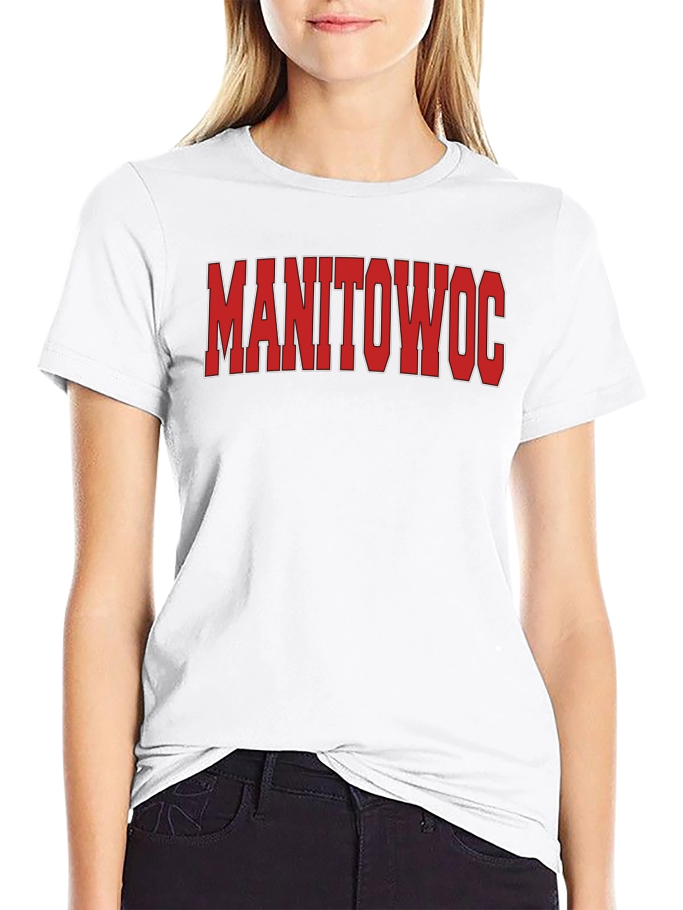 Manitowoc T-Shirt - Bold Red Text Classic Fit