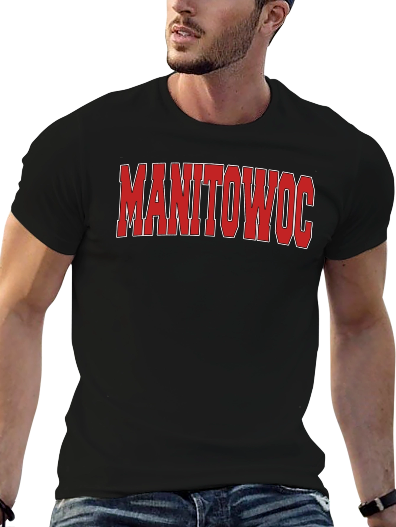 Manitowoc T-Shirt - Bold Red Text Classic Fit