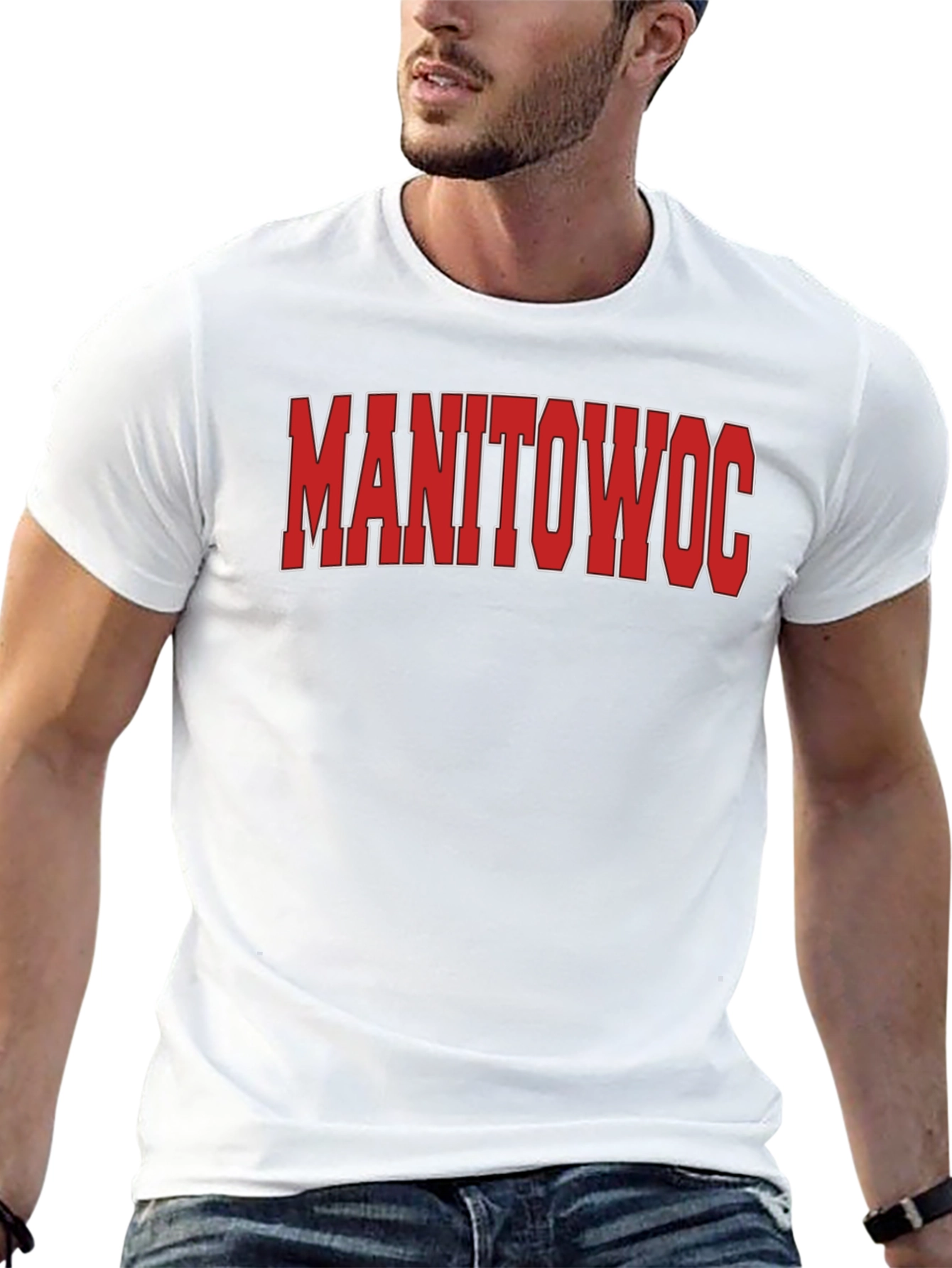 Manitowoc T-Shirt - Bold Red Text Classic Fit