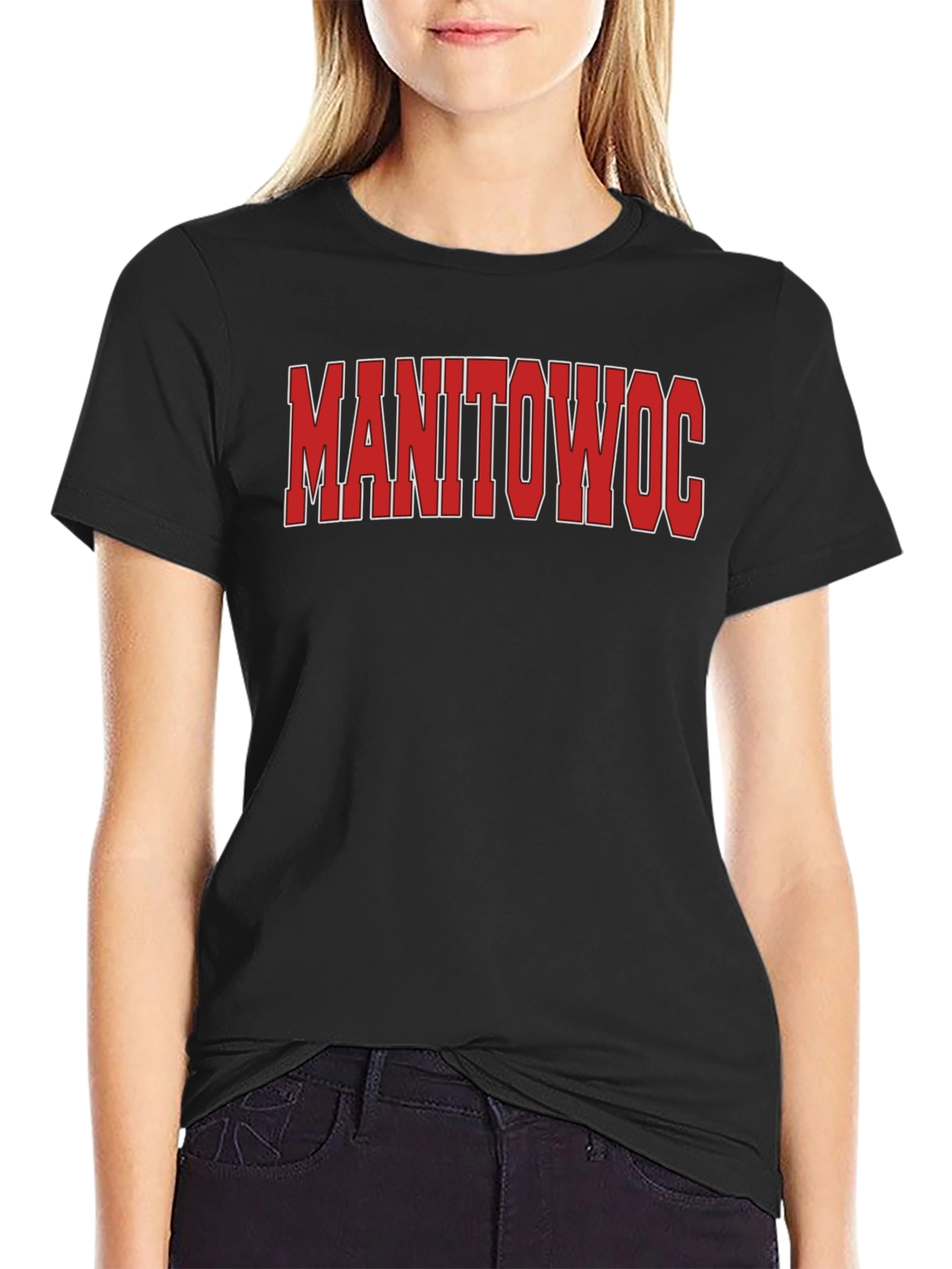 Manitowoc T-Shirt - Bold Red Text Classic Fit