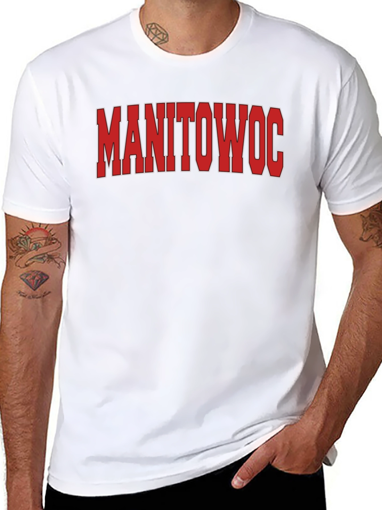 Manitowoc T-Shirt - Bold Red Text Classic Fit