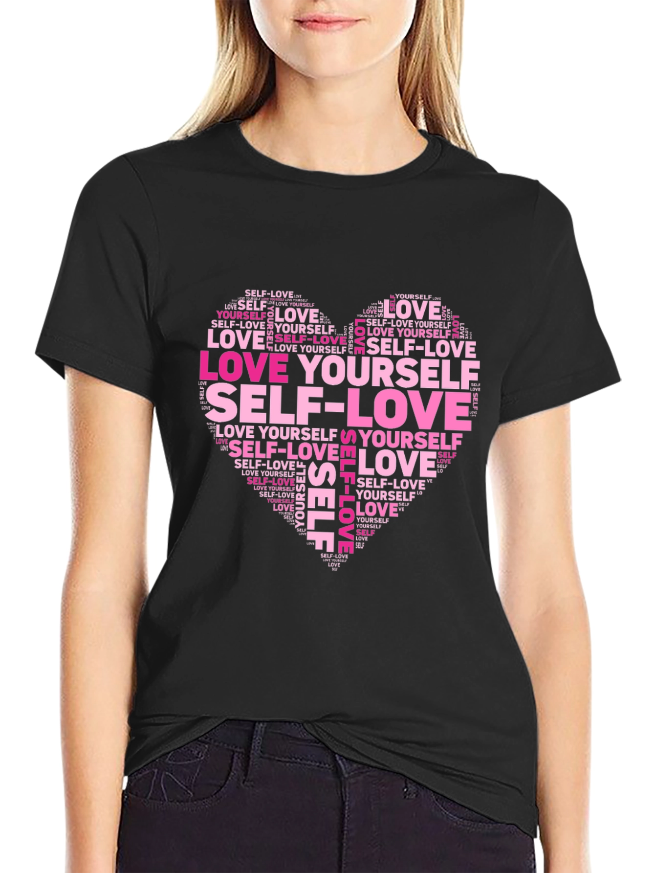 Love Yourself Word Art Heart T-Shirt