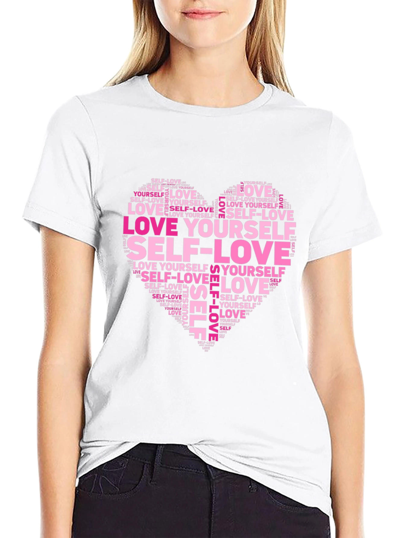 Love Yourself Word Art Heart T-Shirt
