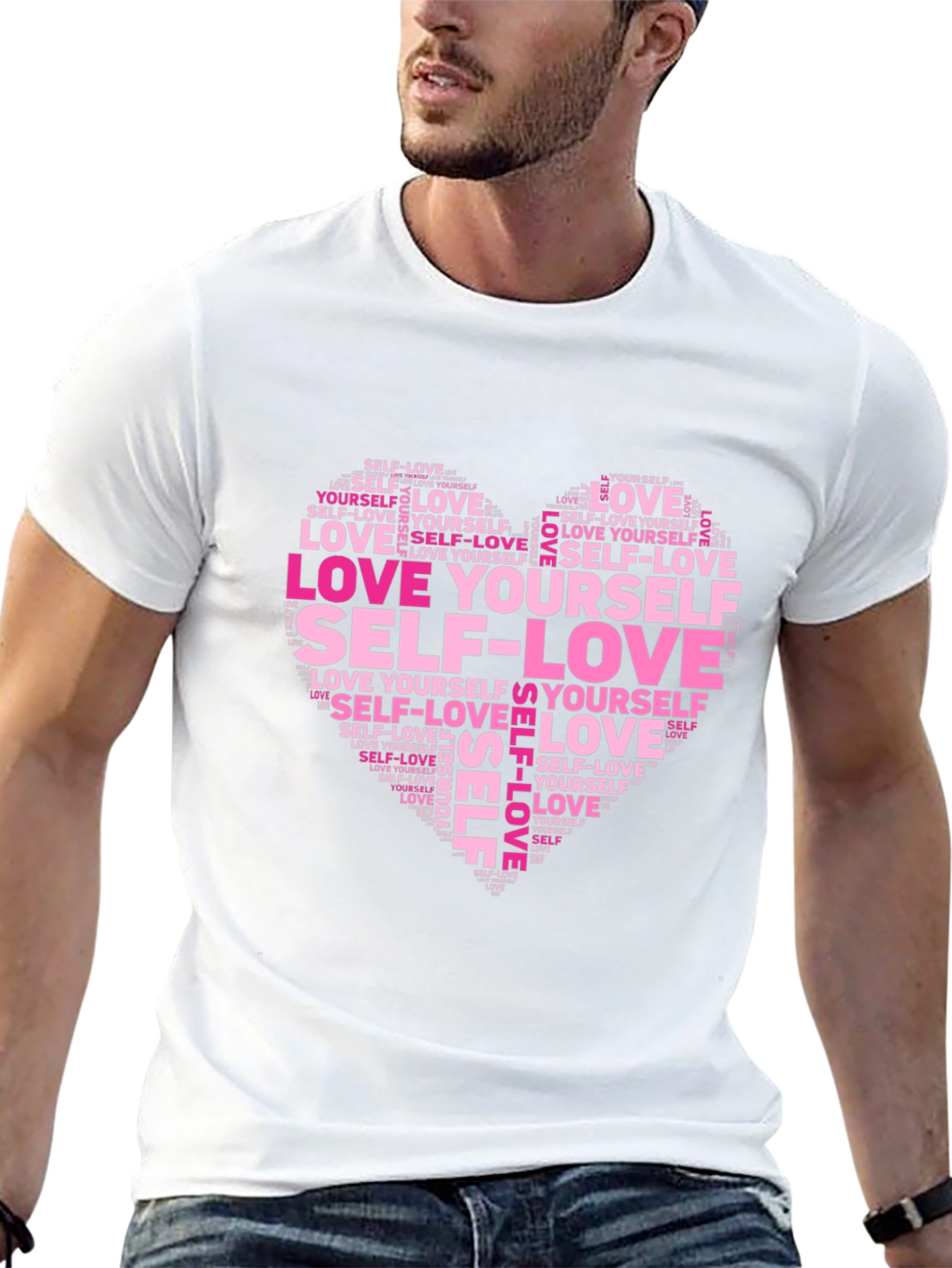 Love Yourself Word Art Heart T-Shirt