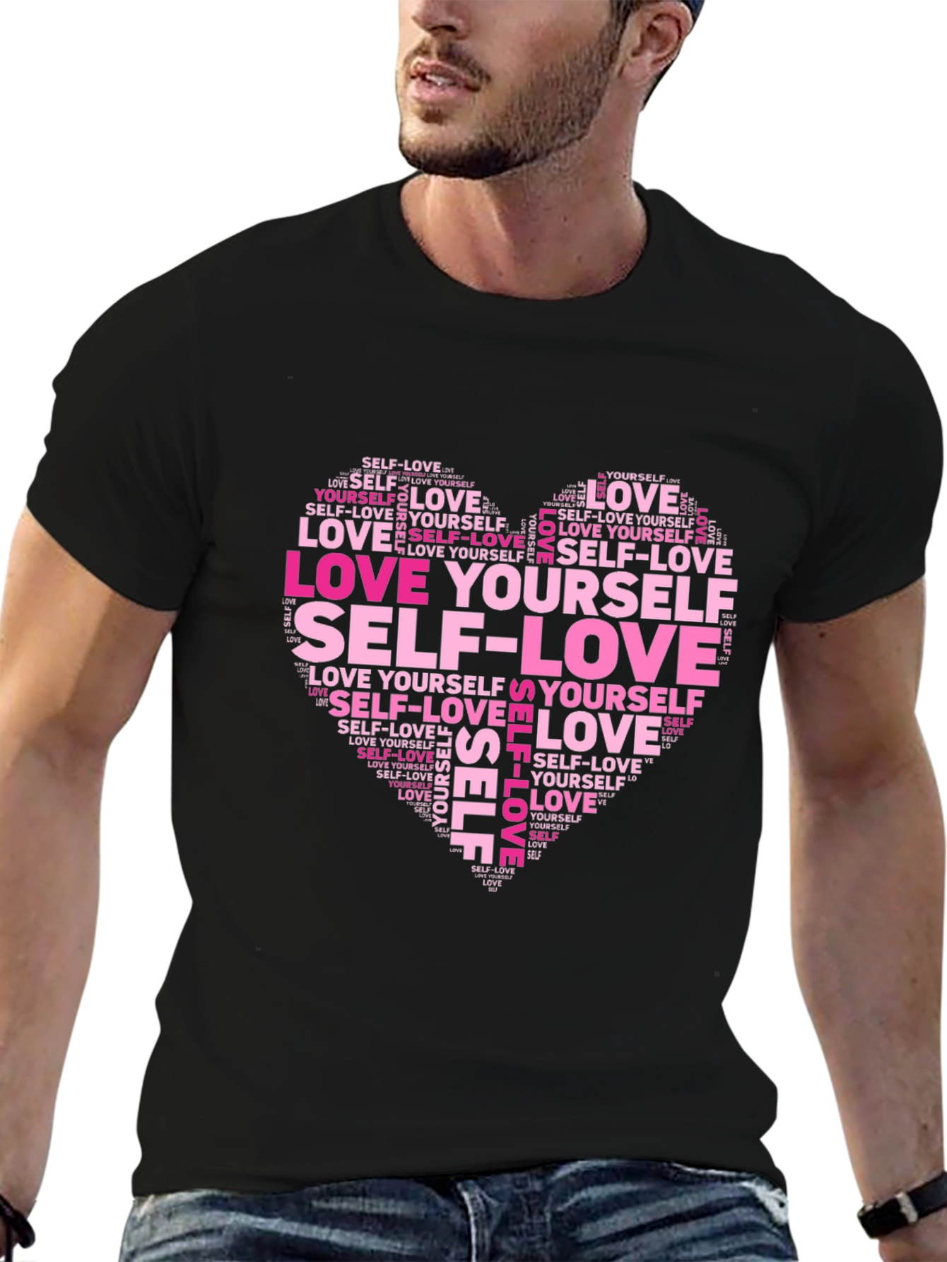 Love Yourself Word Art Heart T-Shirt