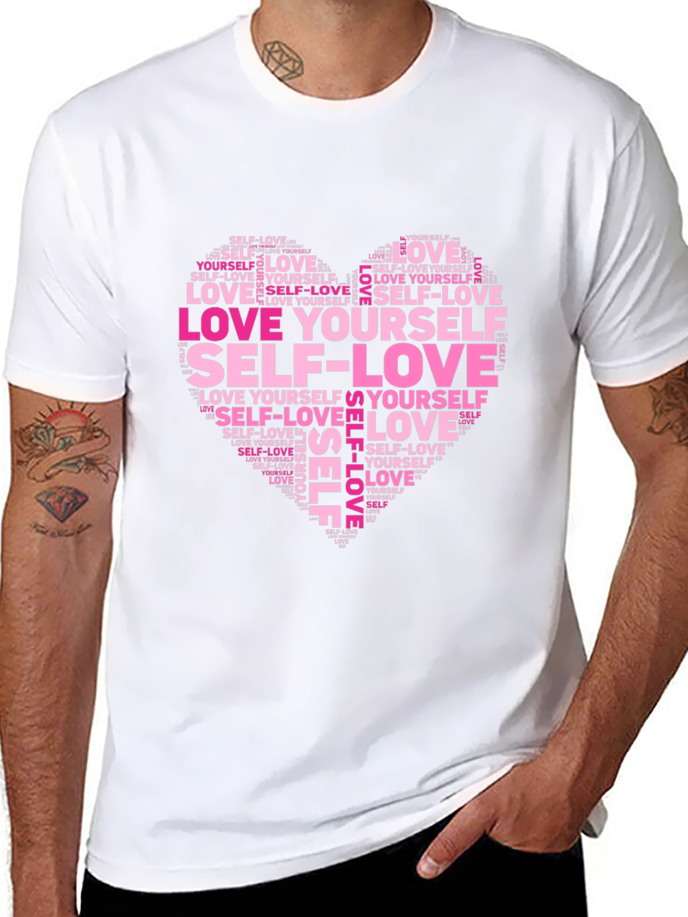 Love Yourself Word Art Heart T-Shirt