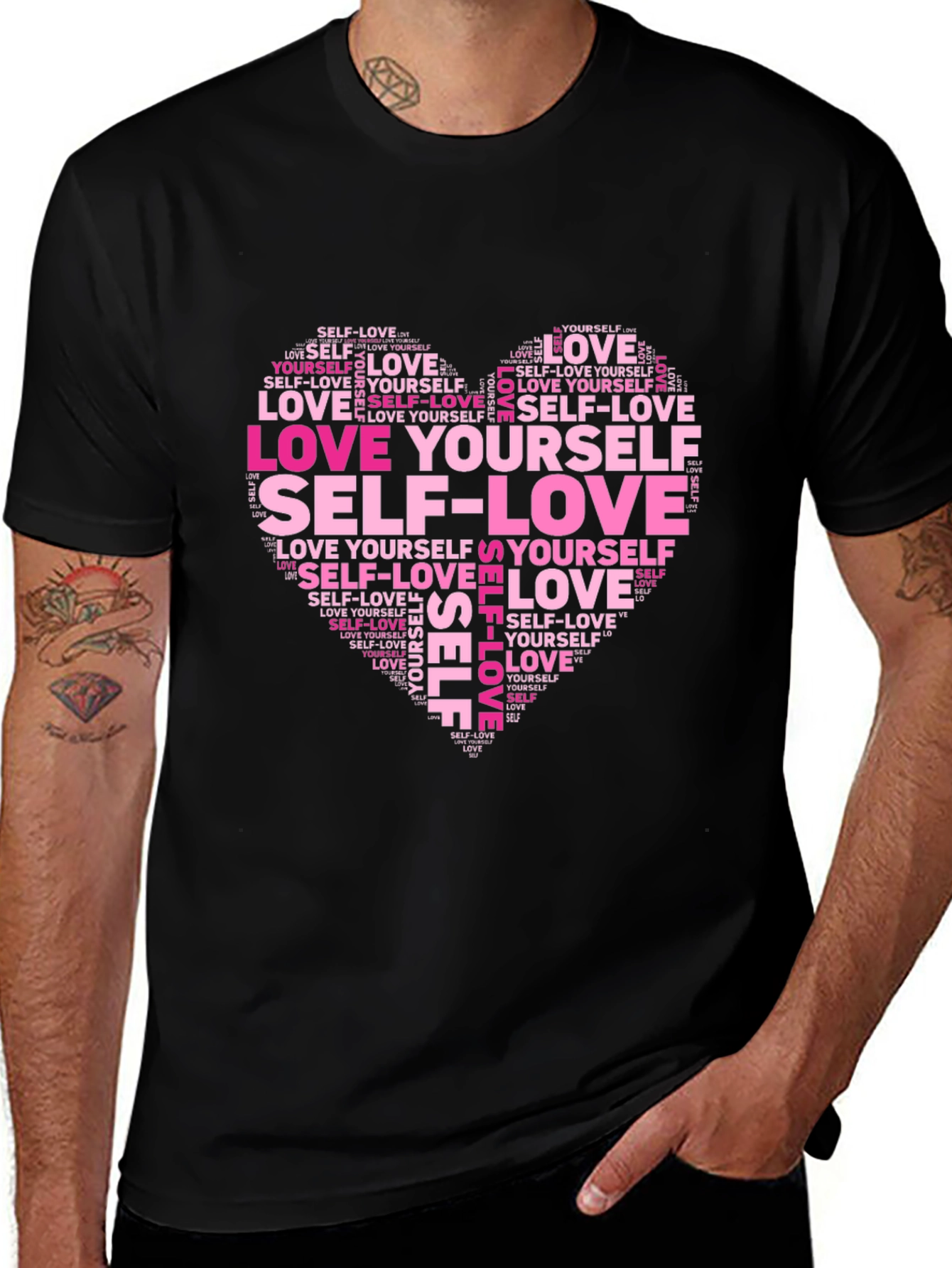 Love Yourself Word Art Heart T-Shirt
