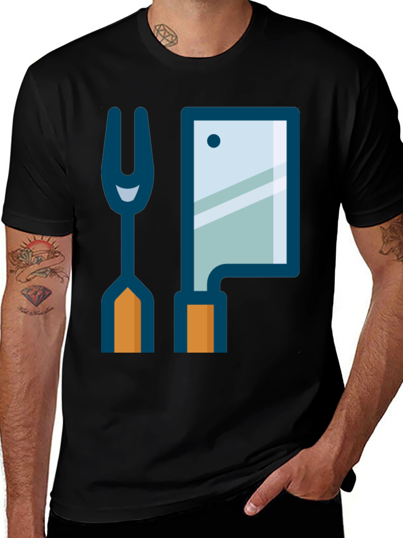 Butcher Fork & Cleaver Graphic Tee - Black