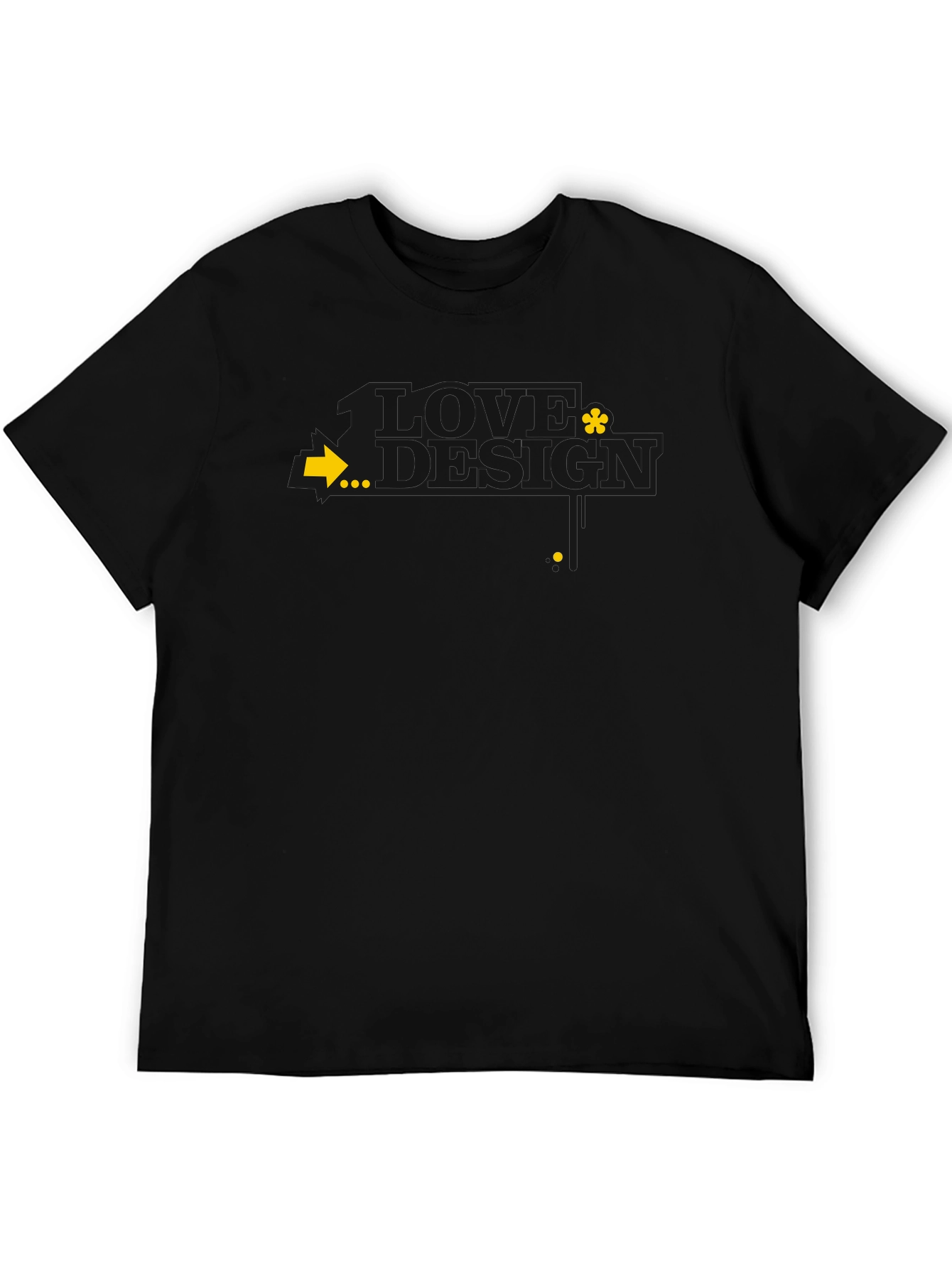 Modern Black Graphic Tee with Arrow Design