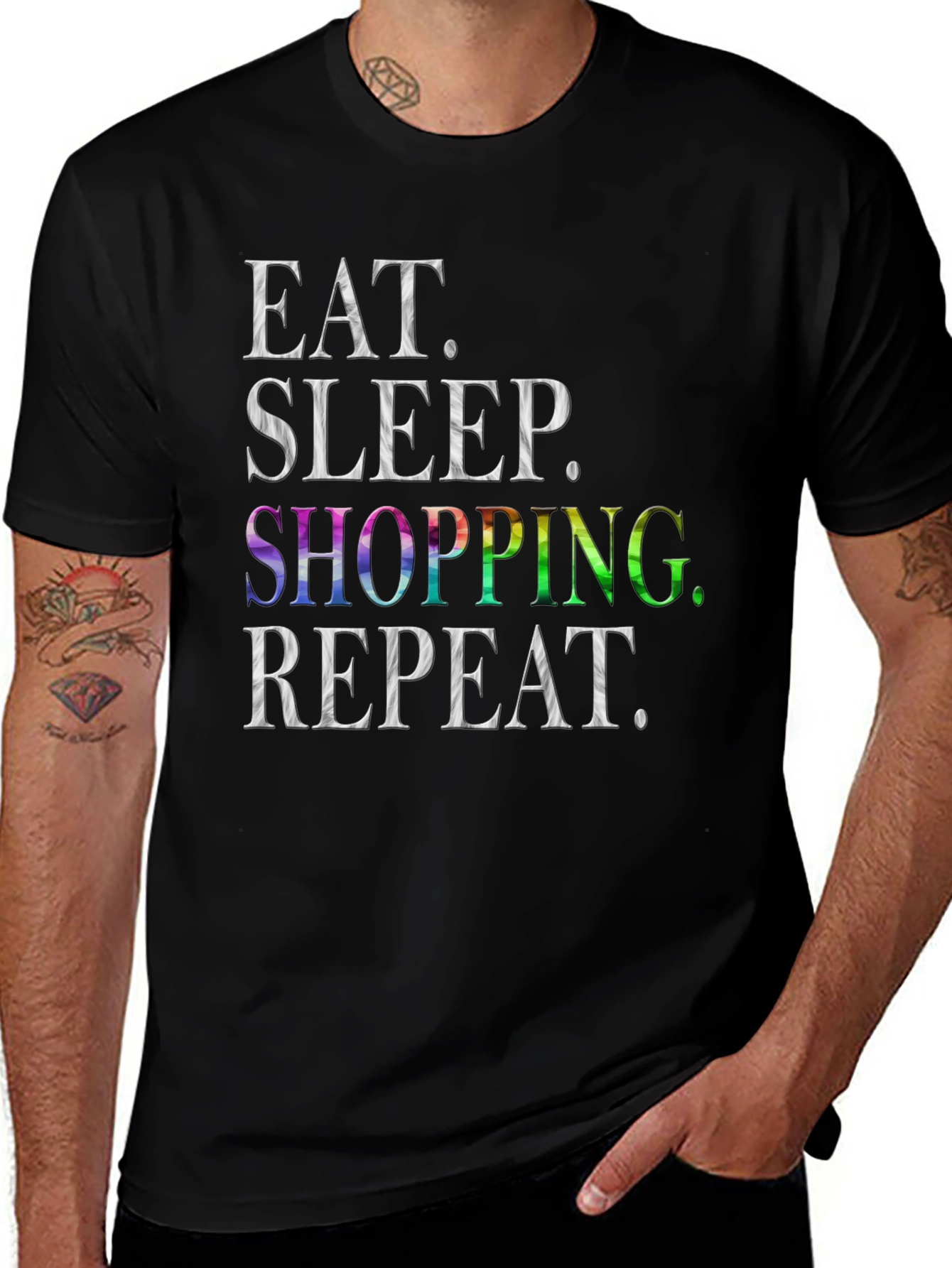 Eat Sleep Shopping Repeat Mens T-Shirt