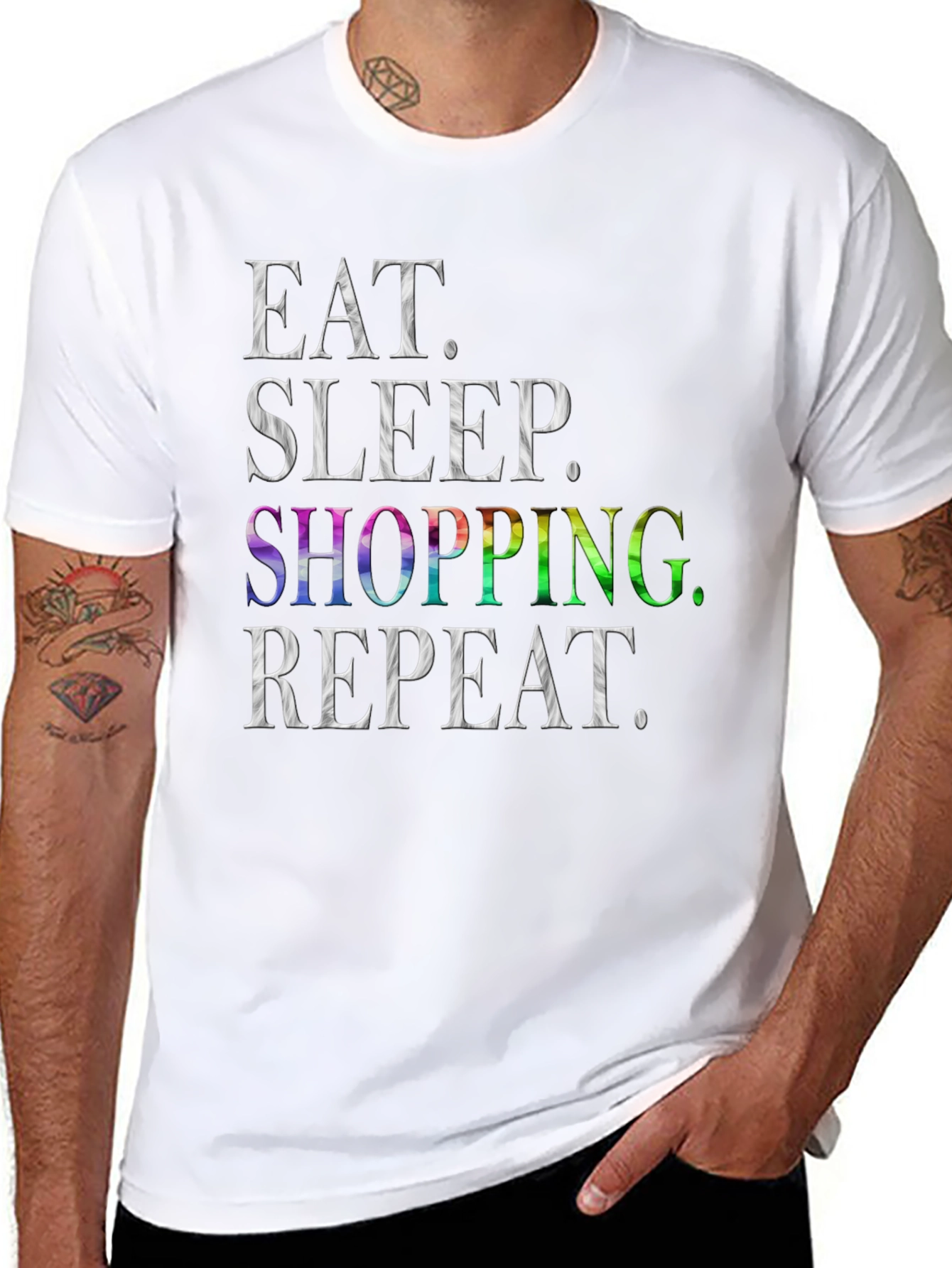 Eat Sleep Shopping Repeat Mens T-Shirt