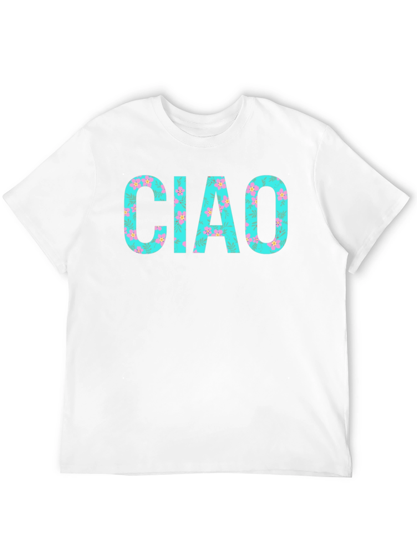 Ciao Floral Print Black T-Shirt