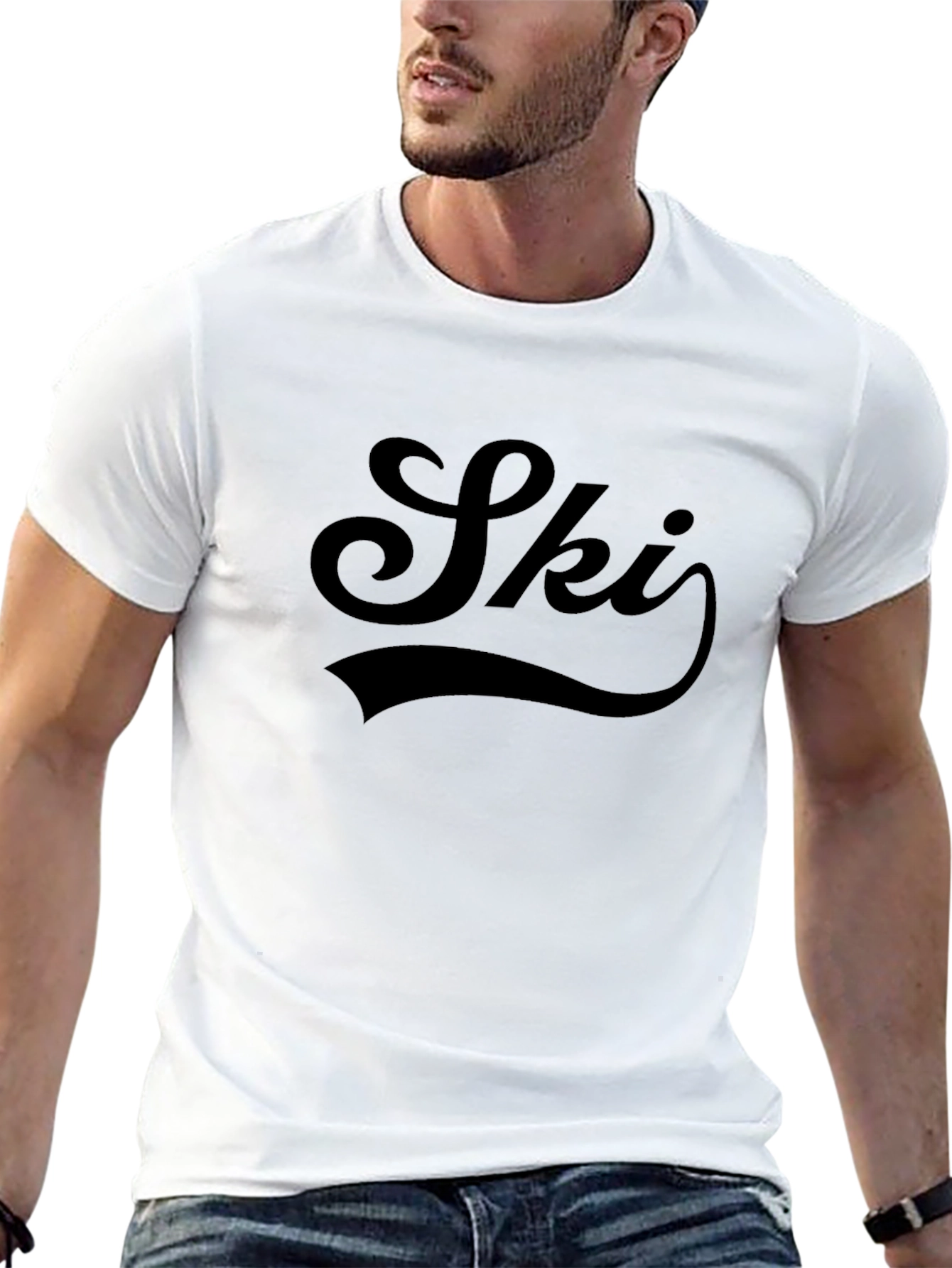 Mens Ski T-Shirt - Stylish Black Graphic Tee