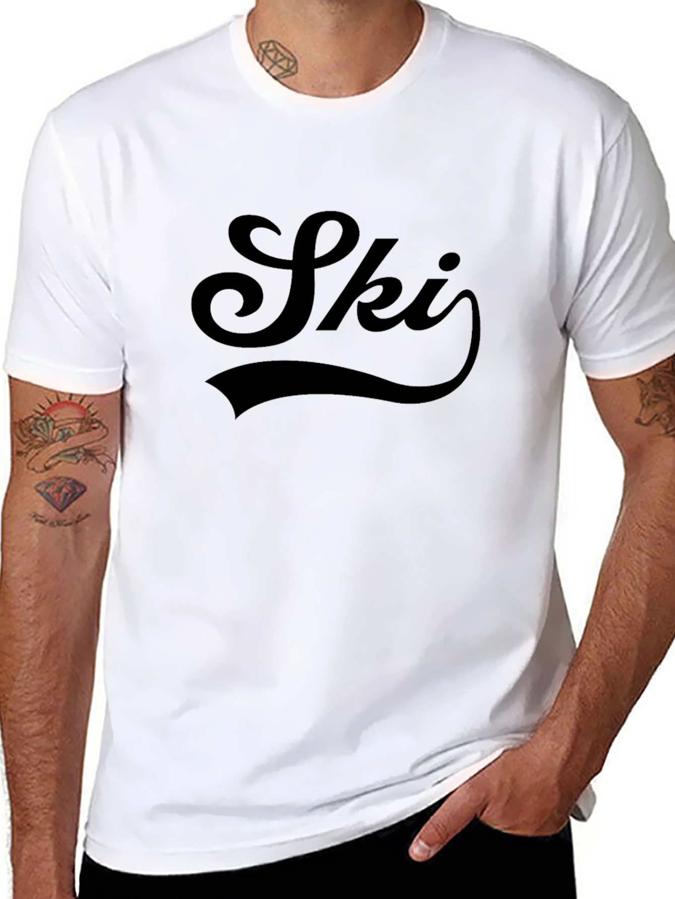Mens Ski T-Shirt - Stylish Black Graphic Tee