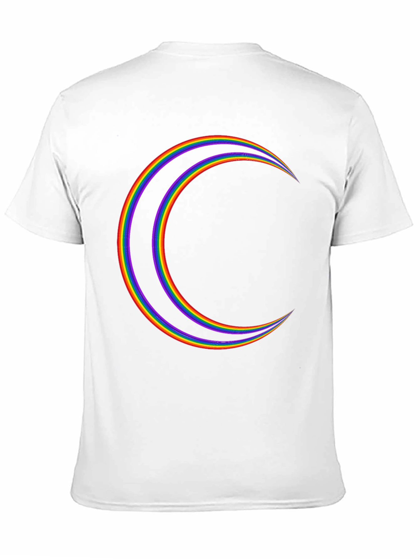 Rainbow Crescent Moon Graphic Tee - Black