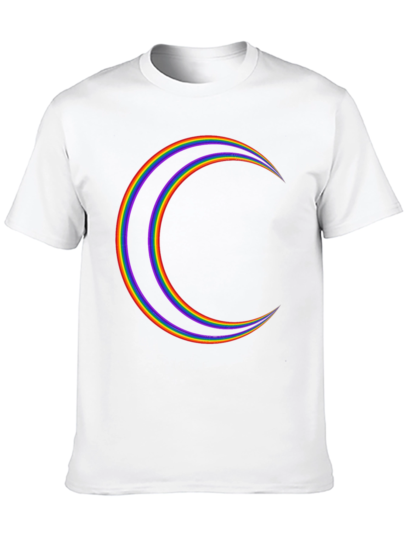 Rainbow Crescent Moon Graphic Tee - Black