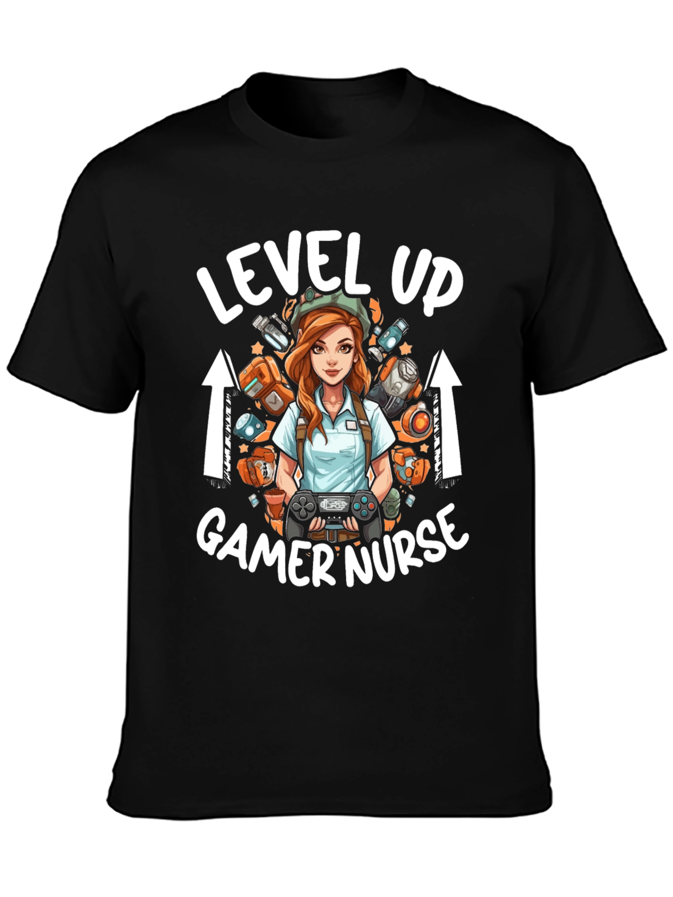 Level Up Gamer Nurse Black T-Shirt