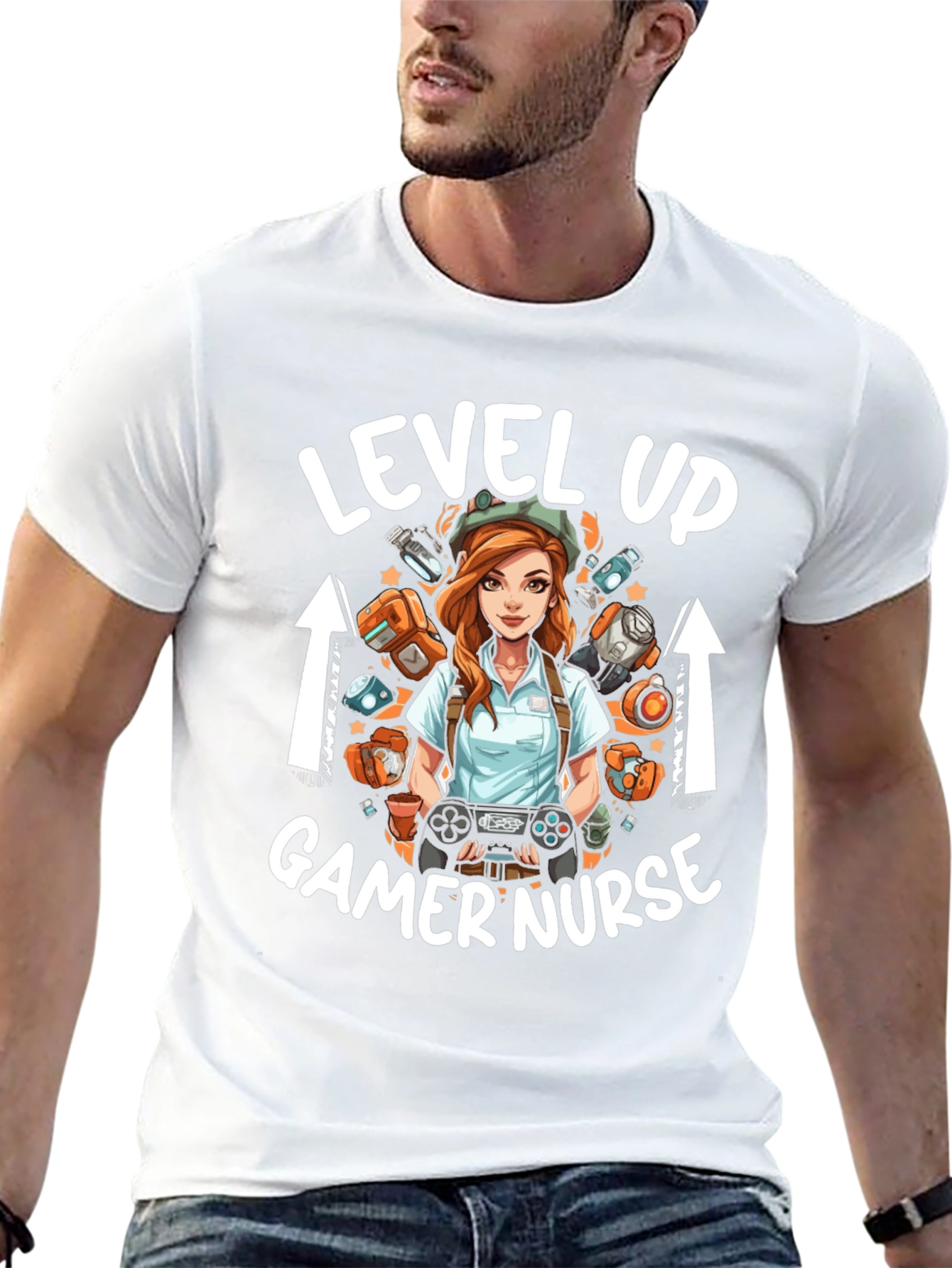 Level Up Gamer Nurse Black T-Shirt