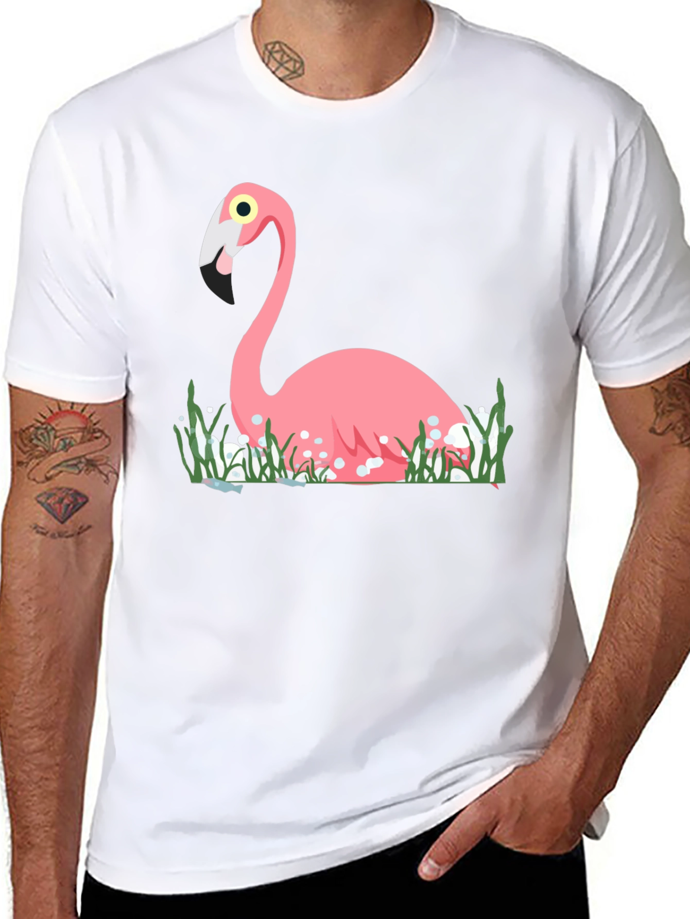 Flamingo Graphic Tee - Stylish Black T-Shirt